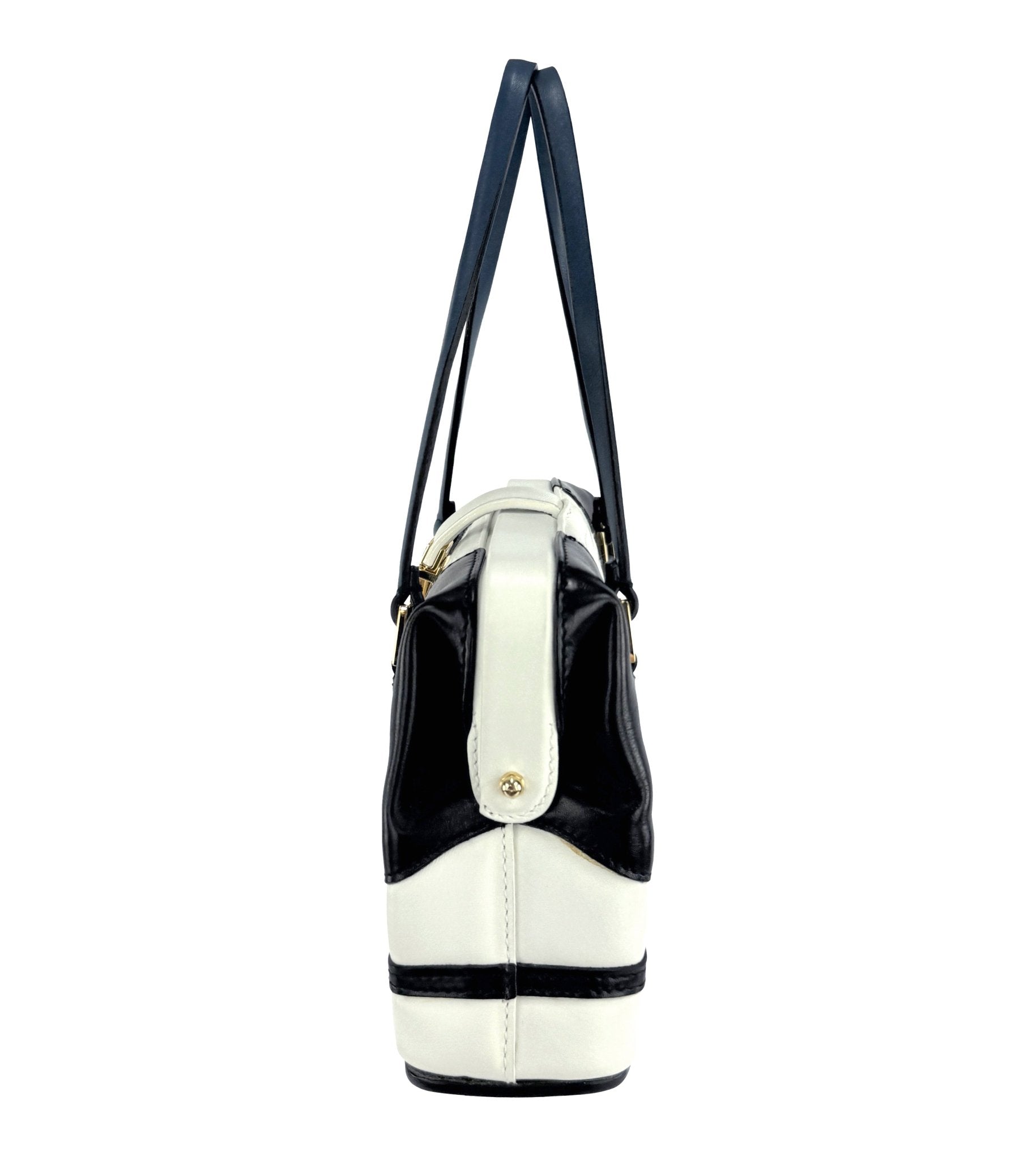 S/S 2001 Dolce & Gabbana Runway Black Blue White Padded Leather Moto Mini Bag - RealList