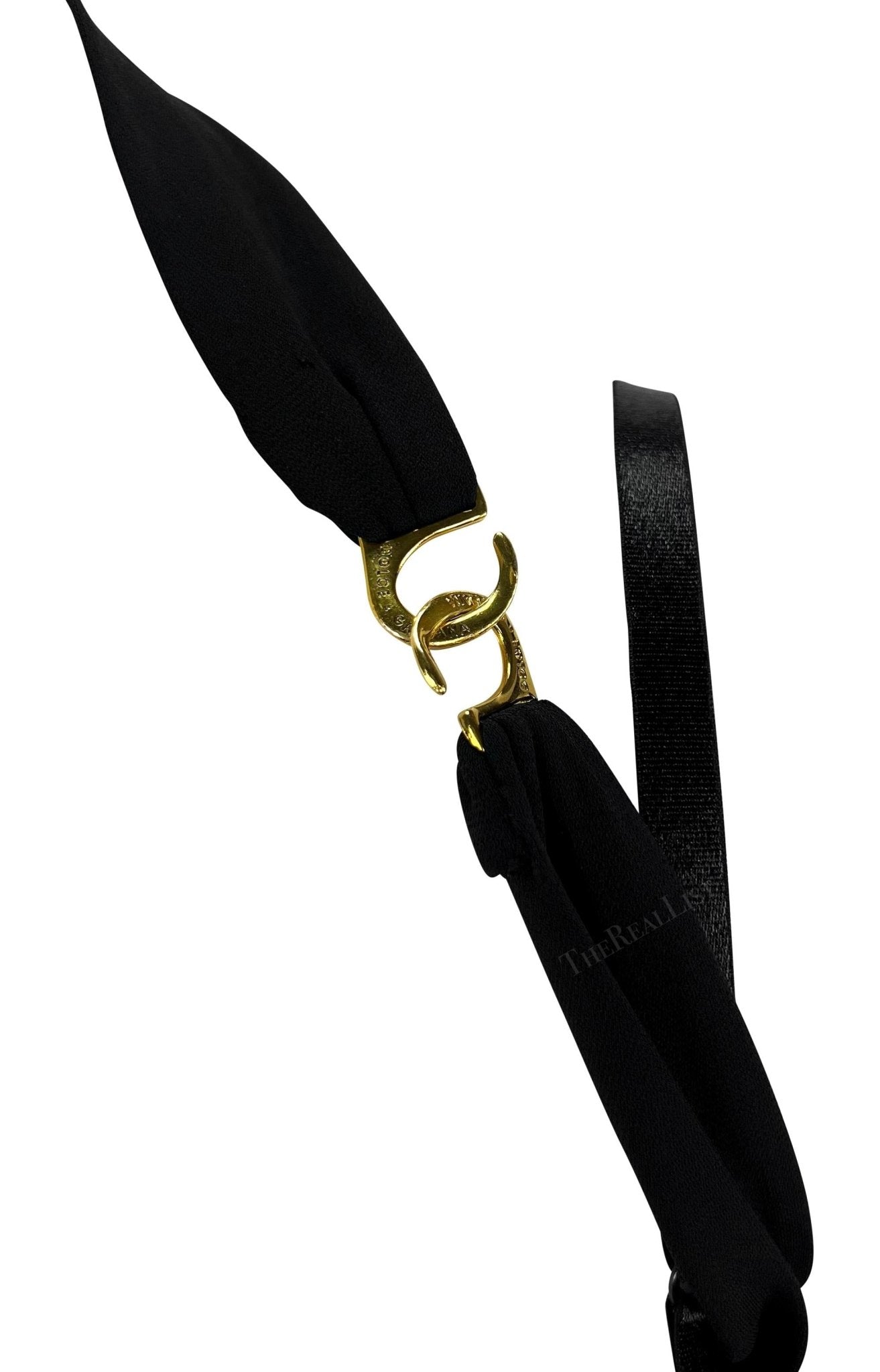 S/S 2001 Dolce & Gabbana Runway Black Bodycon Hook Halter Bralette Dress - RealList