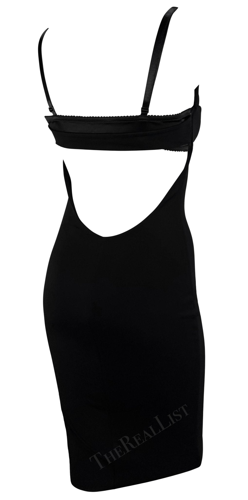 S/S 2001 Dolce & Gabbana Runway Black Bodycon Hook Halter Bralette Dress - RealList