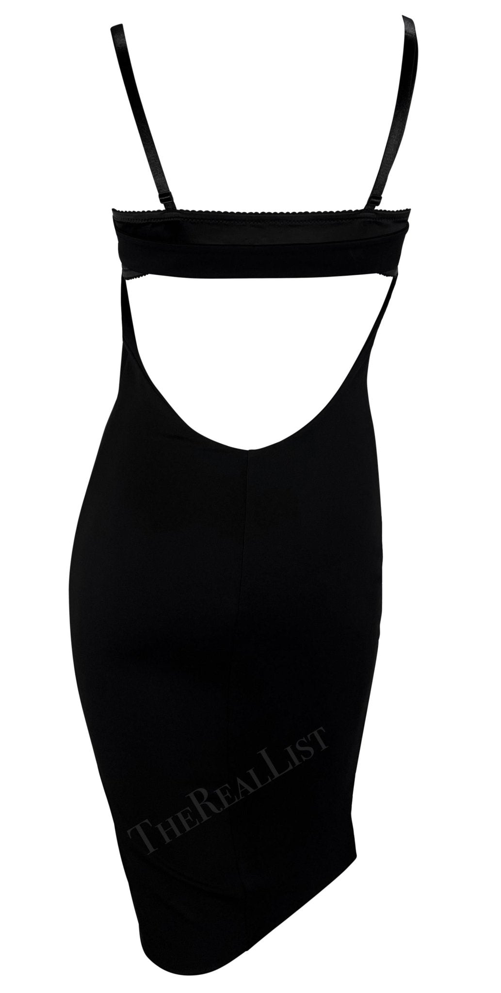 S/S 2001 Dolce & Gabbana Runway Black Bodycon Hook Halter Bralette Dress - RealList