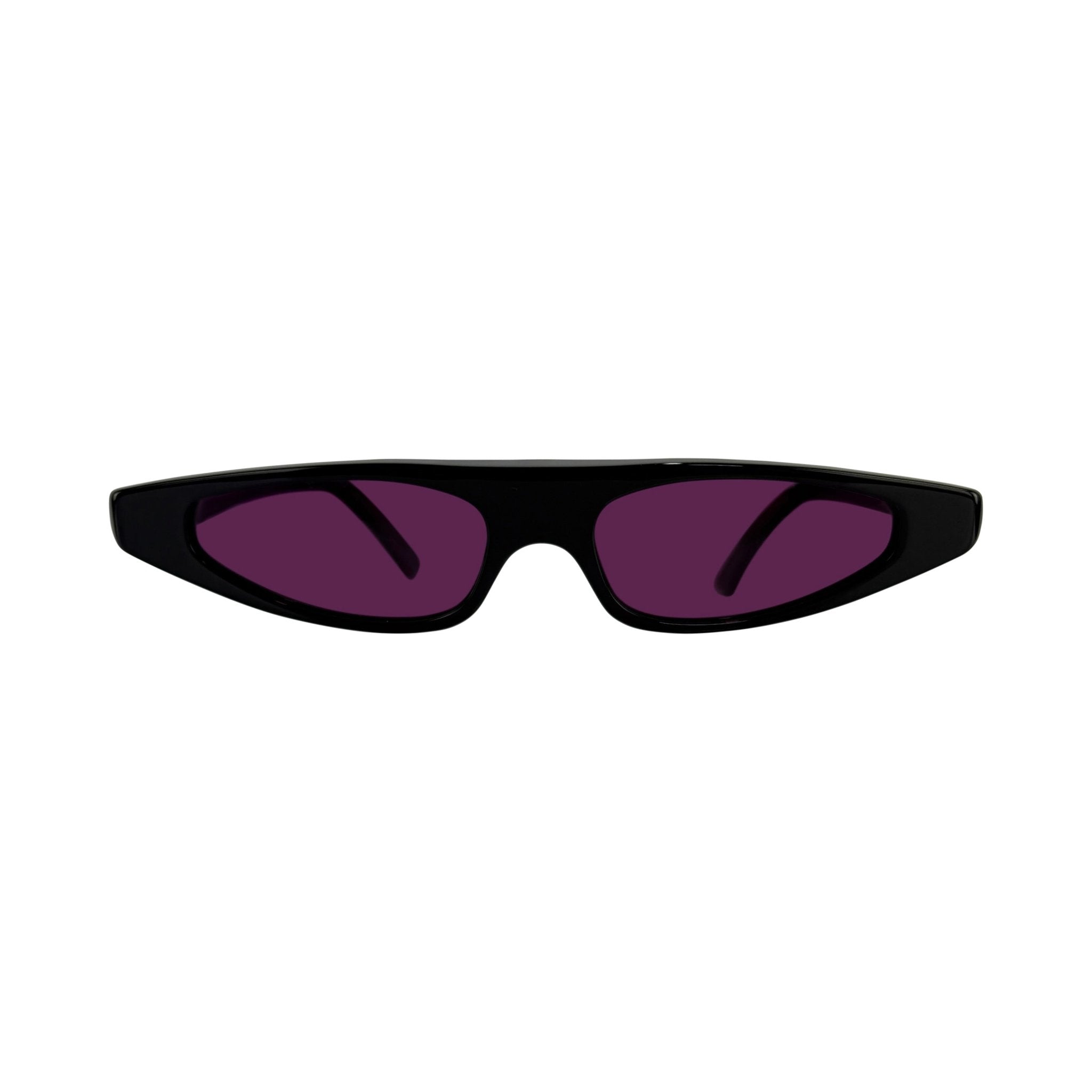 S/S 2001 Dolce & Gabbana Runway Black Pointed Super Thin Purple Sunglasses - RealList