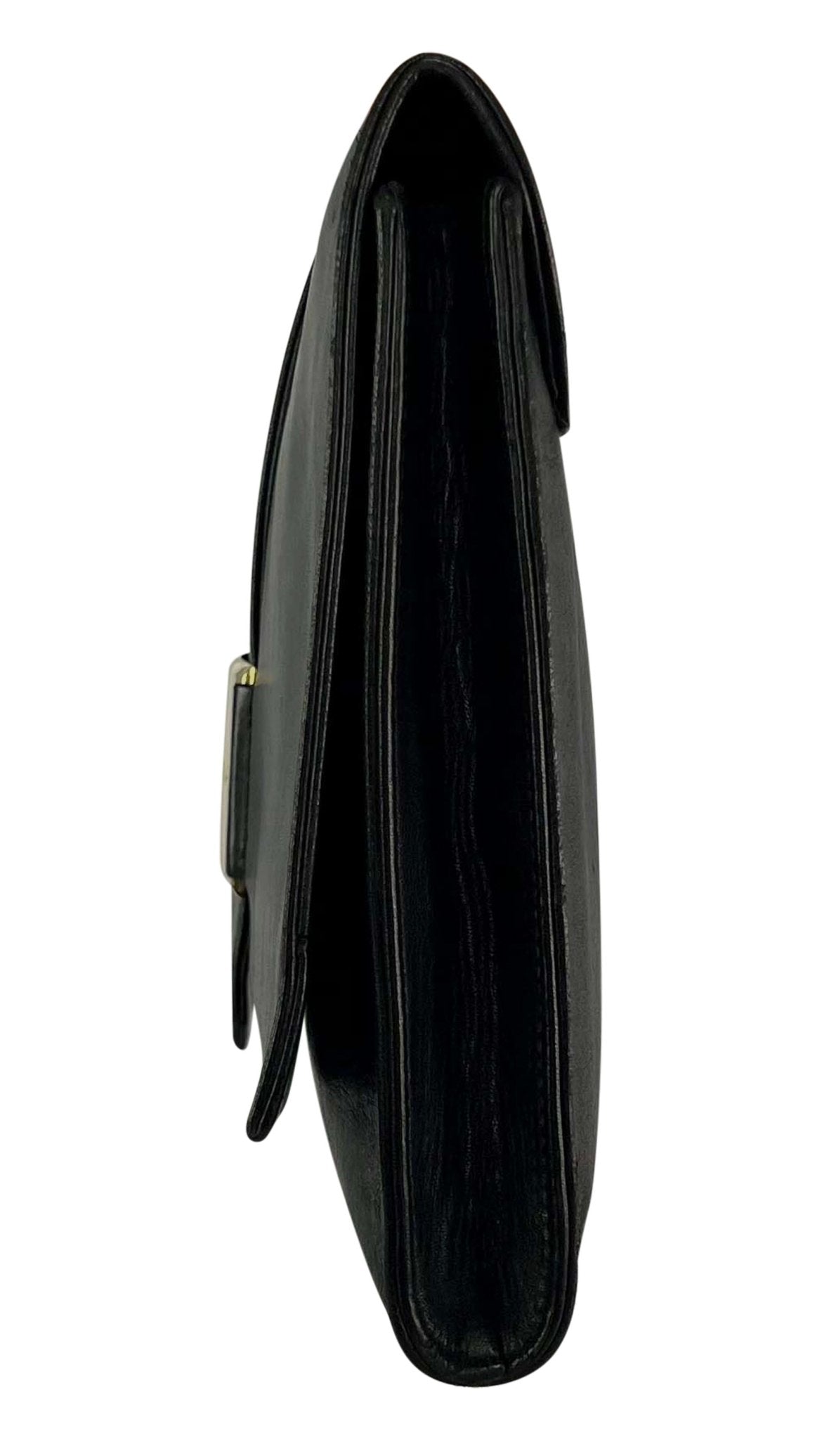 S/S 2001 Dolce & Gabbana Runway Oversized Black Leather Envelope Clutch Bag - RealList