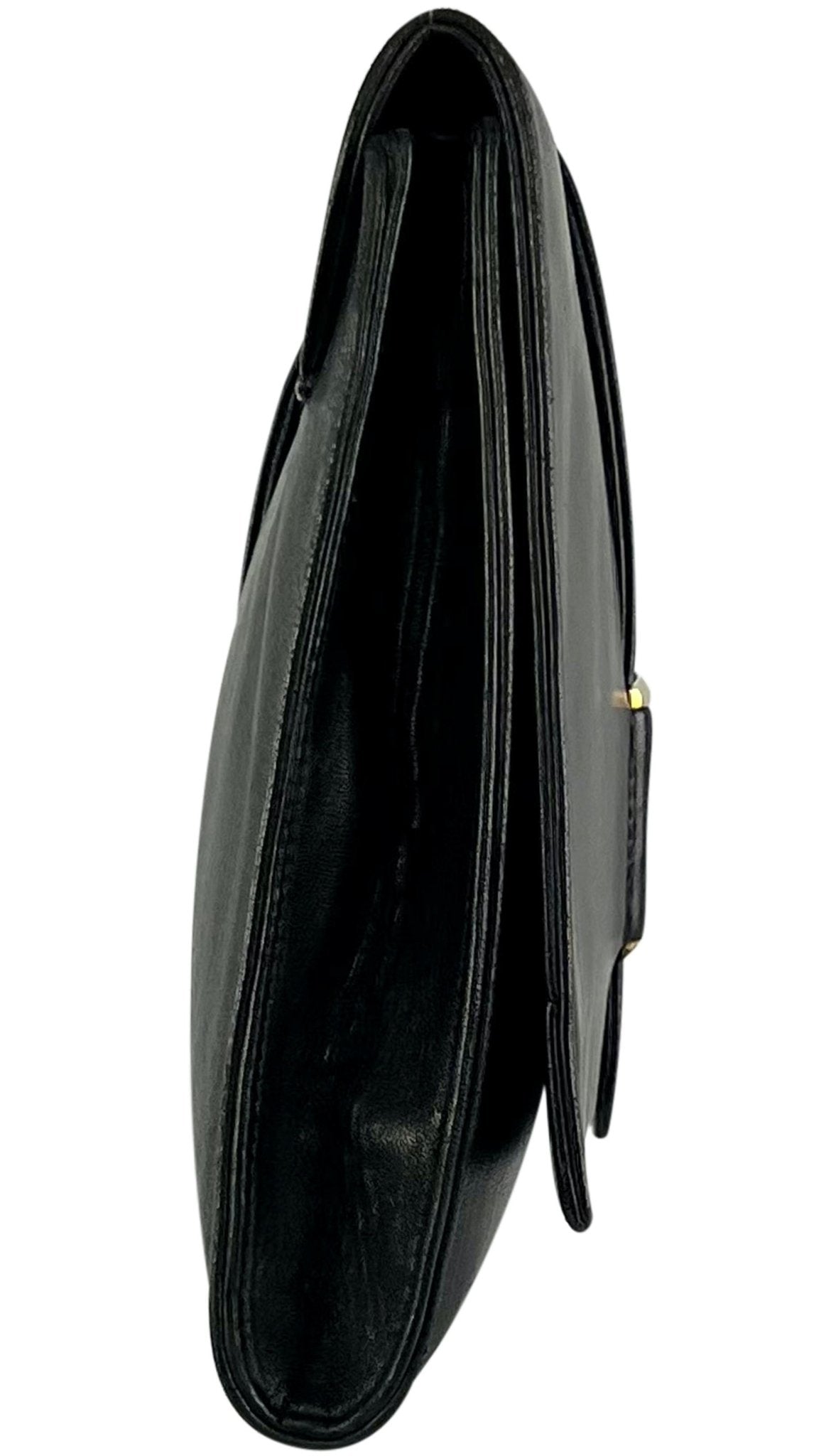 S/S 2001 Dolce & Gabbana Runway Oversized Black Leather Envelope Clutch Bag - RealList