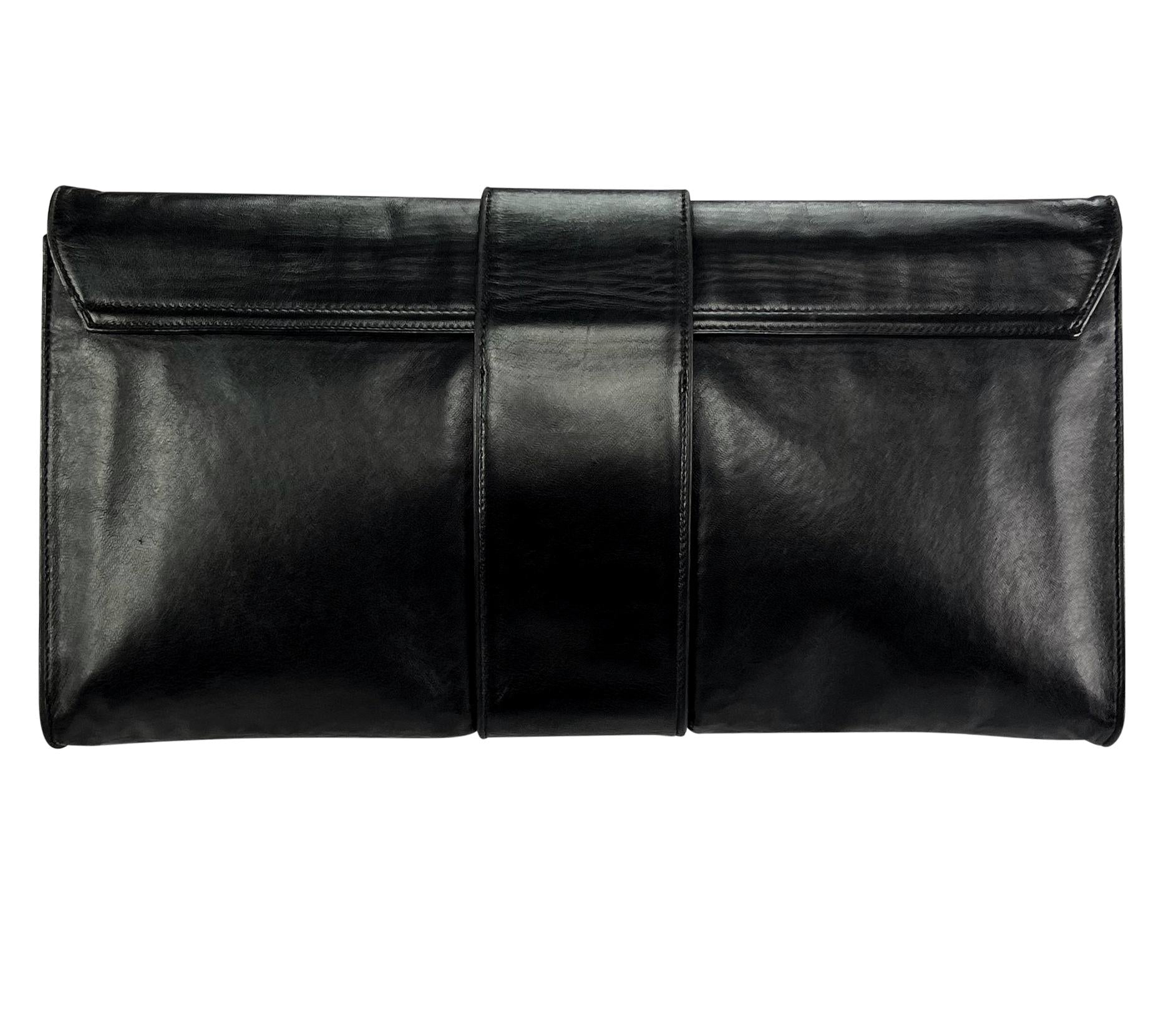 S/S 2001 Dolce & Gabbana Runway Oversized Black Leather Envelope Clutch Bag - RealList