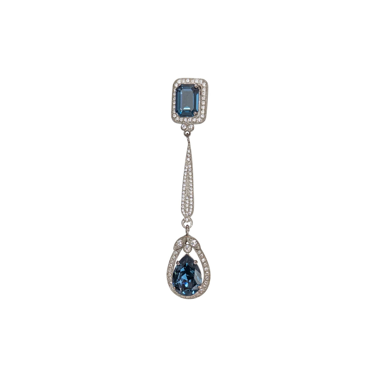 S/S 2001 Dolce & Gabbana Runway Rhinestone Blue Pendant Earrings Belt Set - RealList