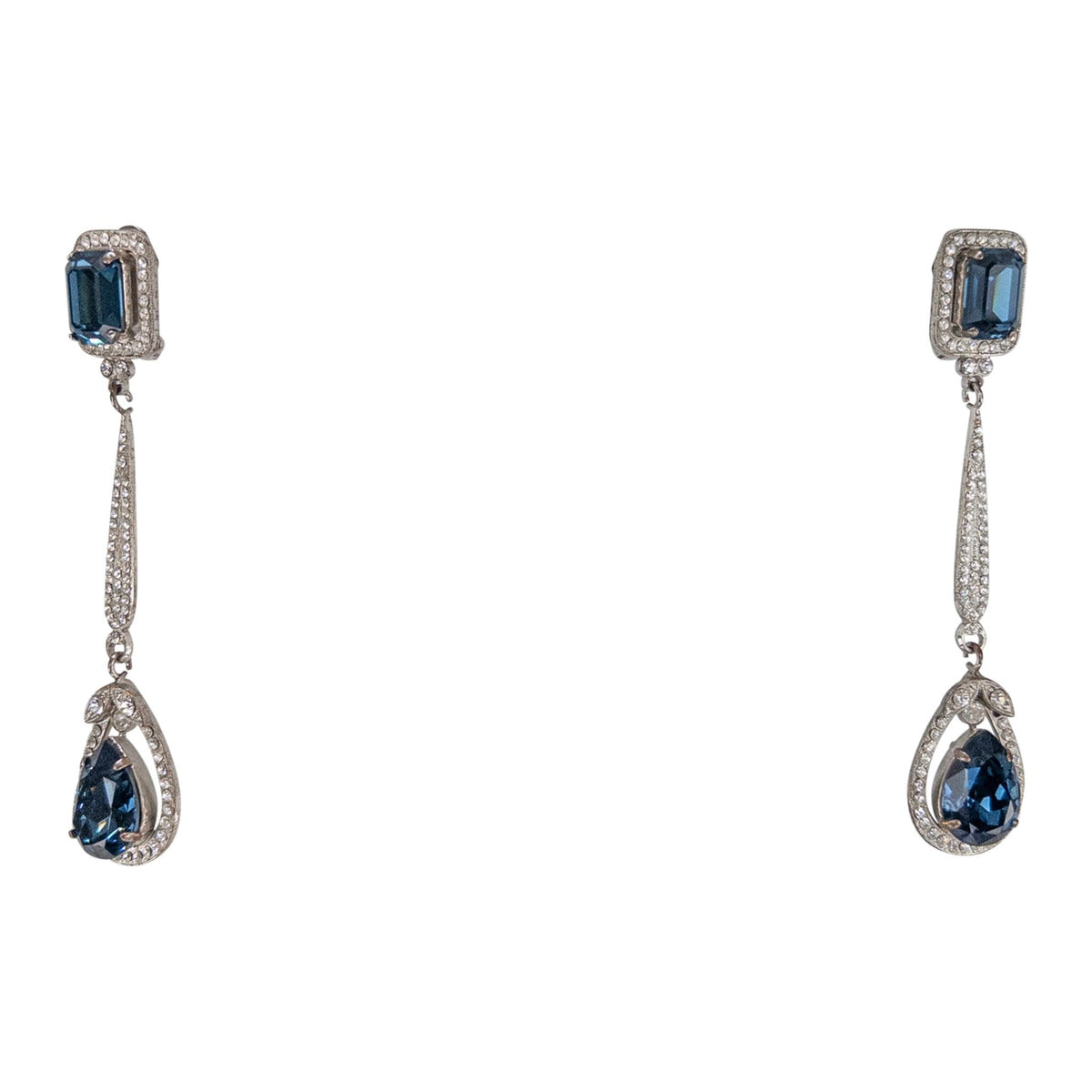 S/S 2001 Dolce & Gabbana Runway Rhinestone Blue Pendant Earrings Belt Set - RealList