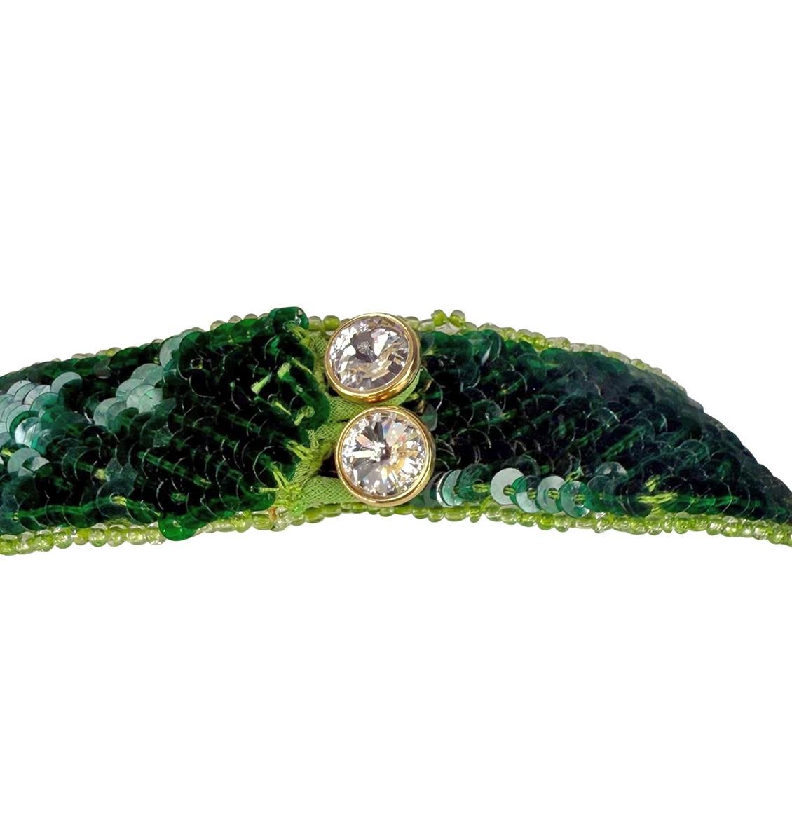 S/S 2001 Escada Floral Green Sequin Backless Halter Dress - RealList