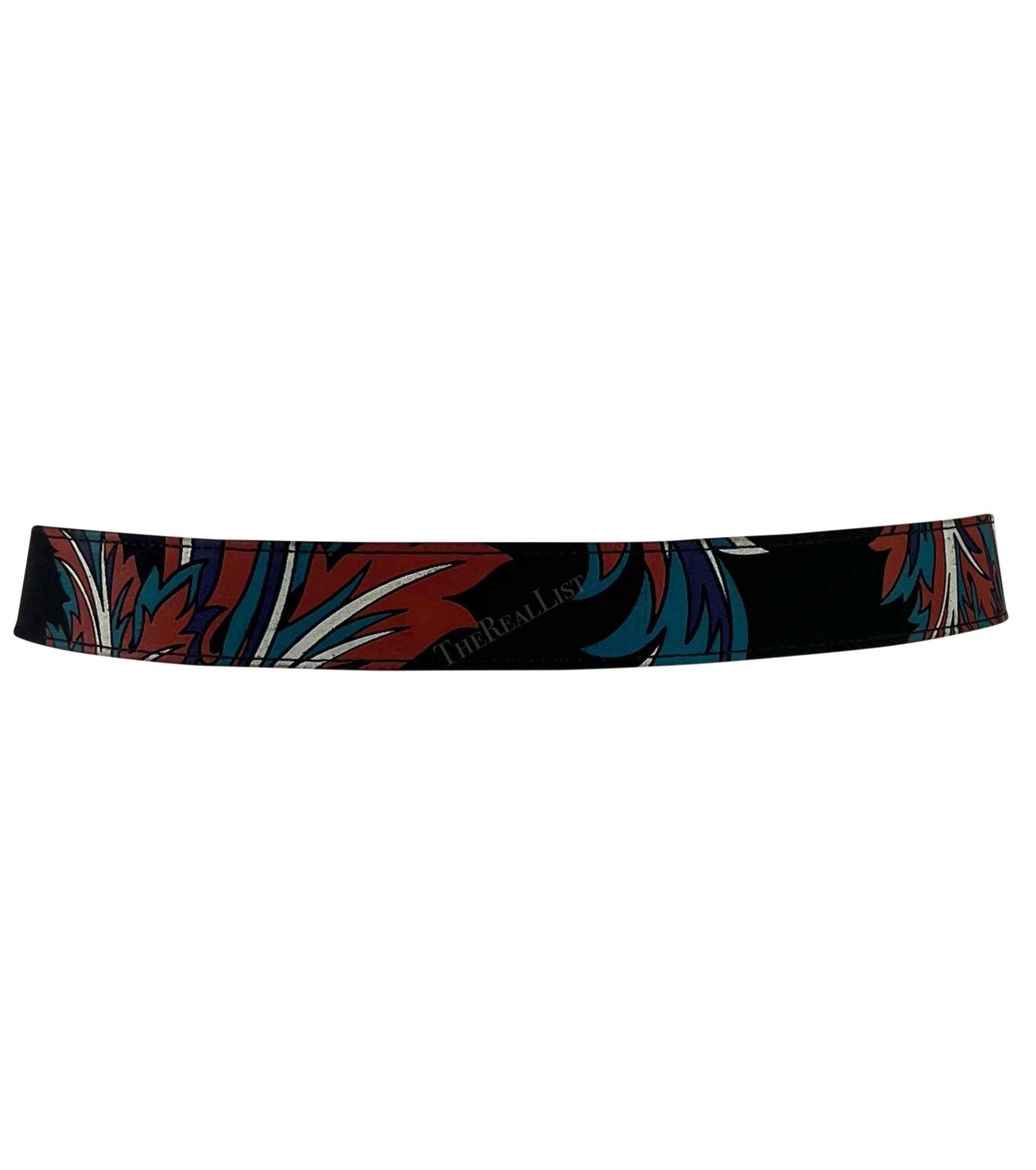 S/S 2001 Gianni Versace by Donatella Baroque Print Black Belt Gold Chain - RealList