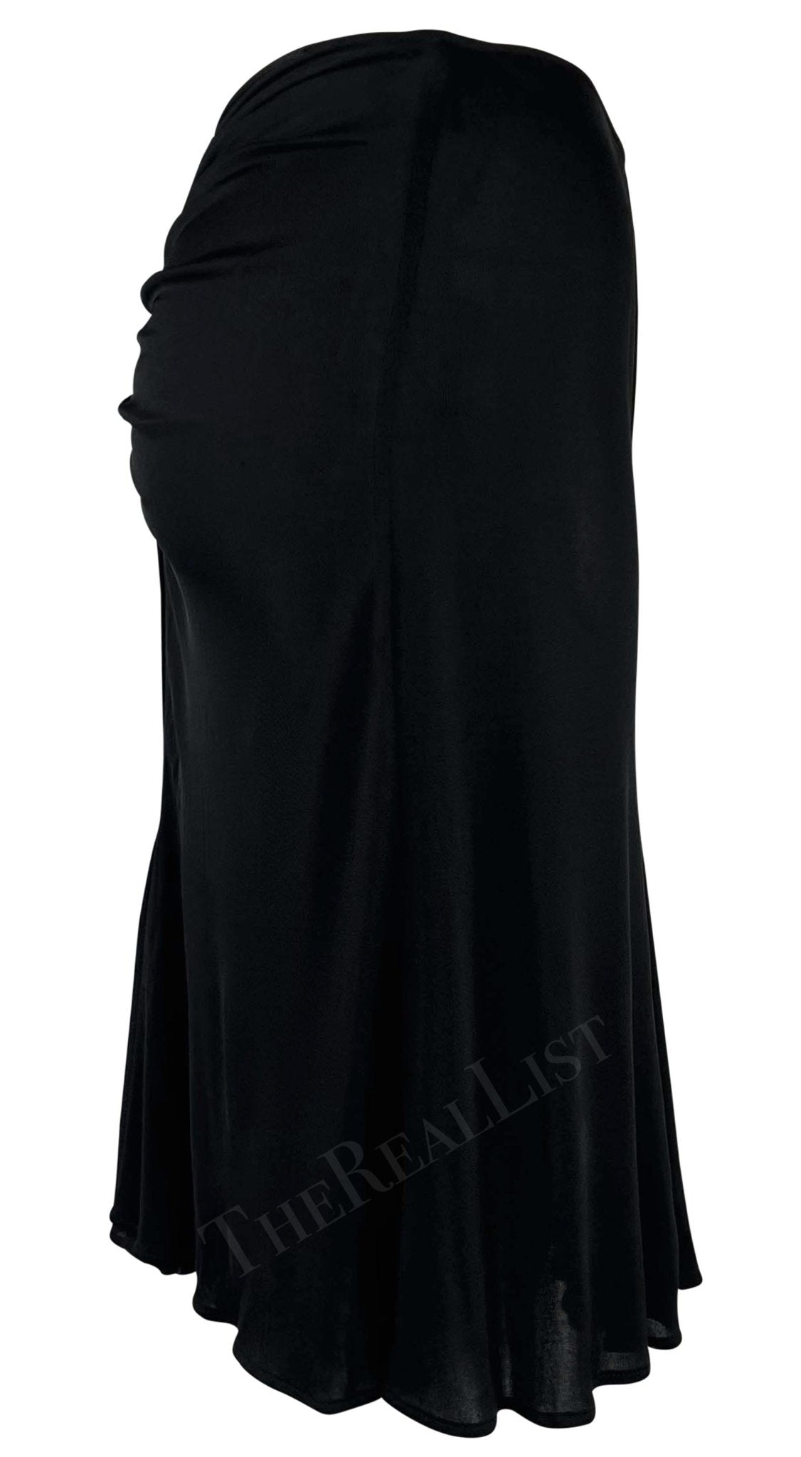 S/S 2001 Gianni Versace by Donatella Black Ruched Sheer Bodycon Stretch Skirt - RealList