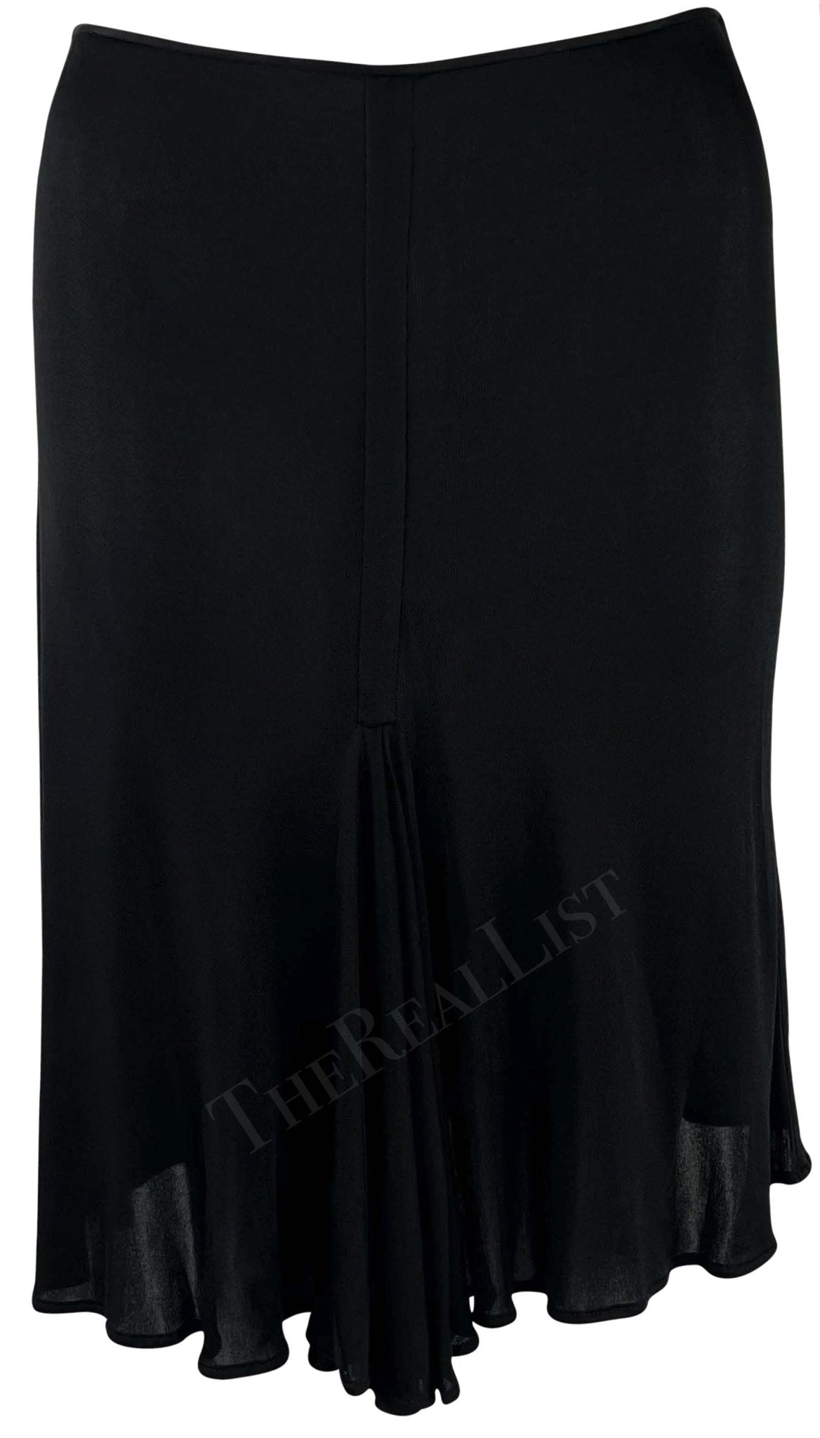 S/S 2001 Gianni Versace by Donatella Black Ruched Sheer Bodycon Stretch Skirt - RealList