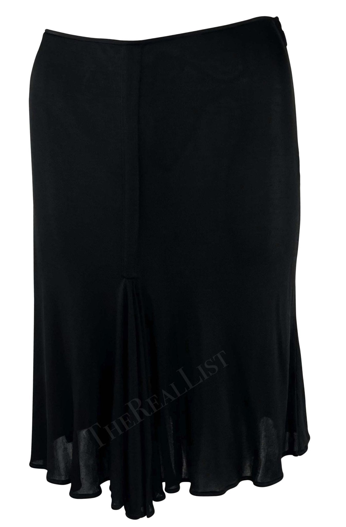 S/S 2001 Gianni Versace by Donatella Black Ruched Sheer Bodycon Stretch Skirt - RealList