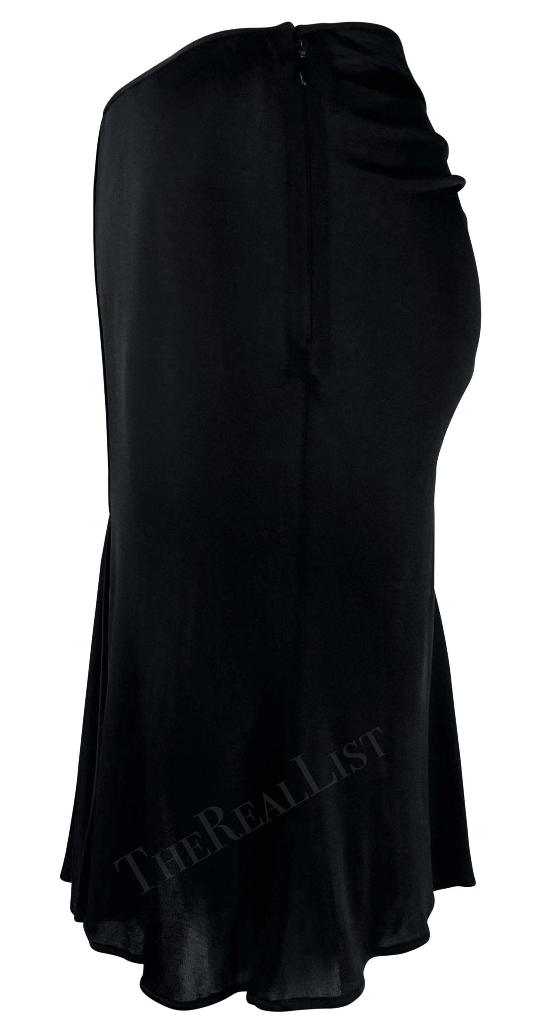 S/S 2001 Gianni Versace by Donatella Black Ruched Sheer Bodycon Stretch Skirt - RealList