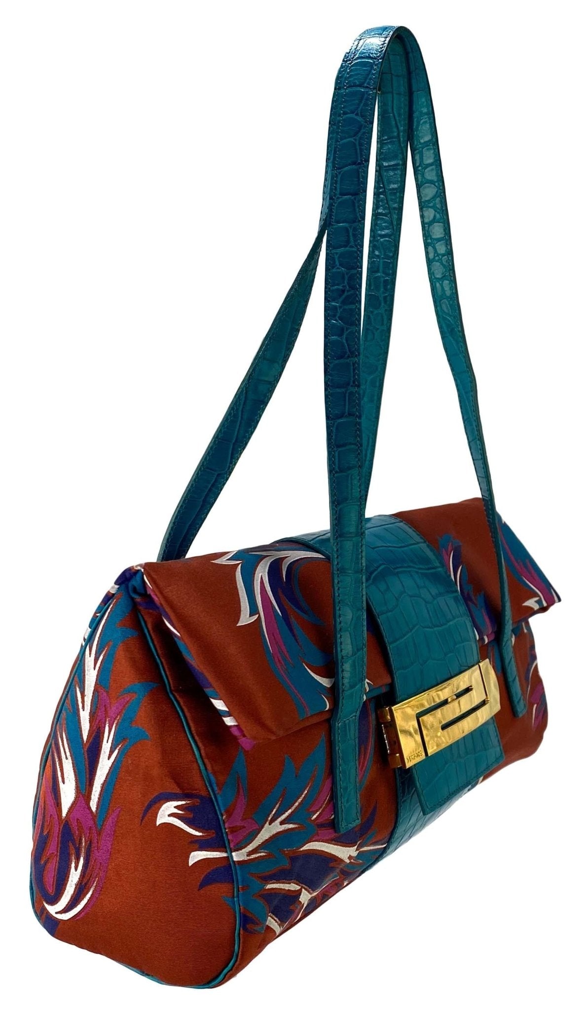 S/S 2001 Gianni Versace by Donatella Greek Key Logo Baroque Shoulder Bag - RealList