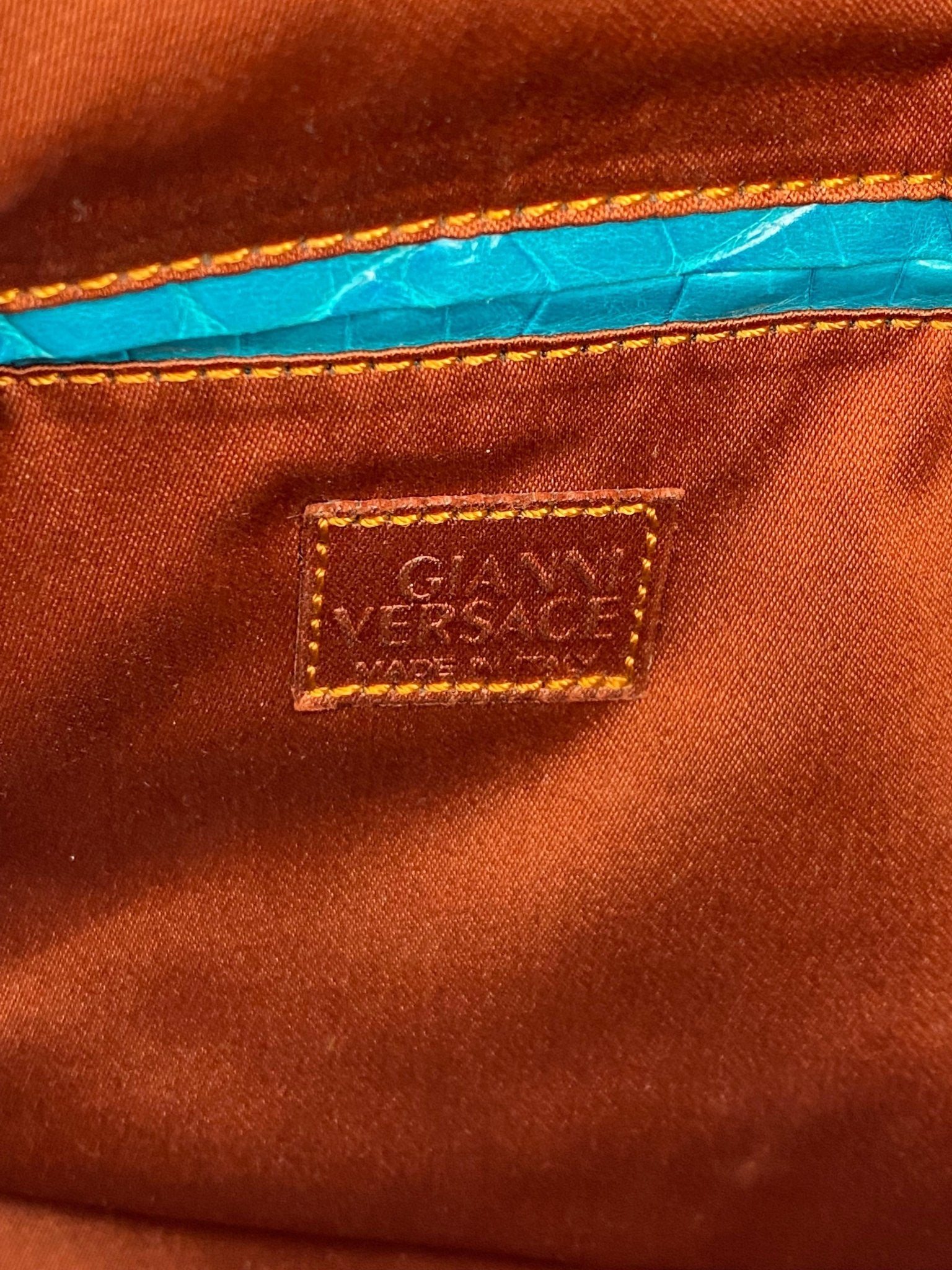 S/S 2001 Gianni Versace by Donatella Greek Key Logo Baroque Shoulder Bag - RealList