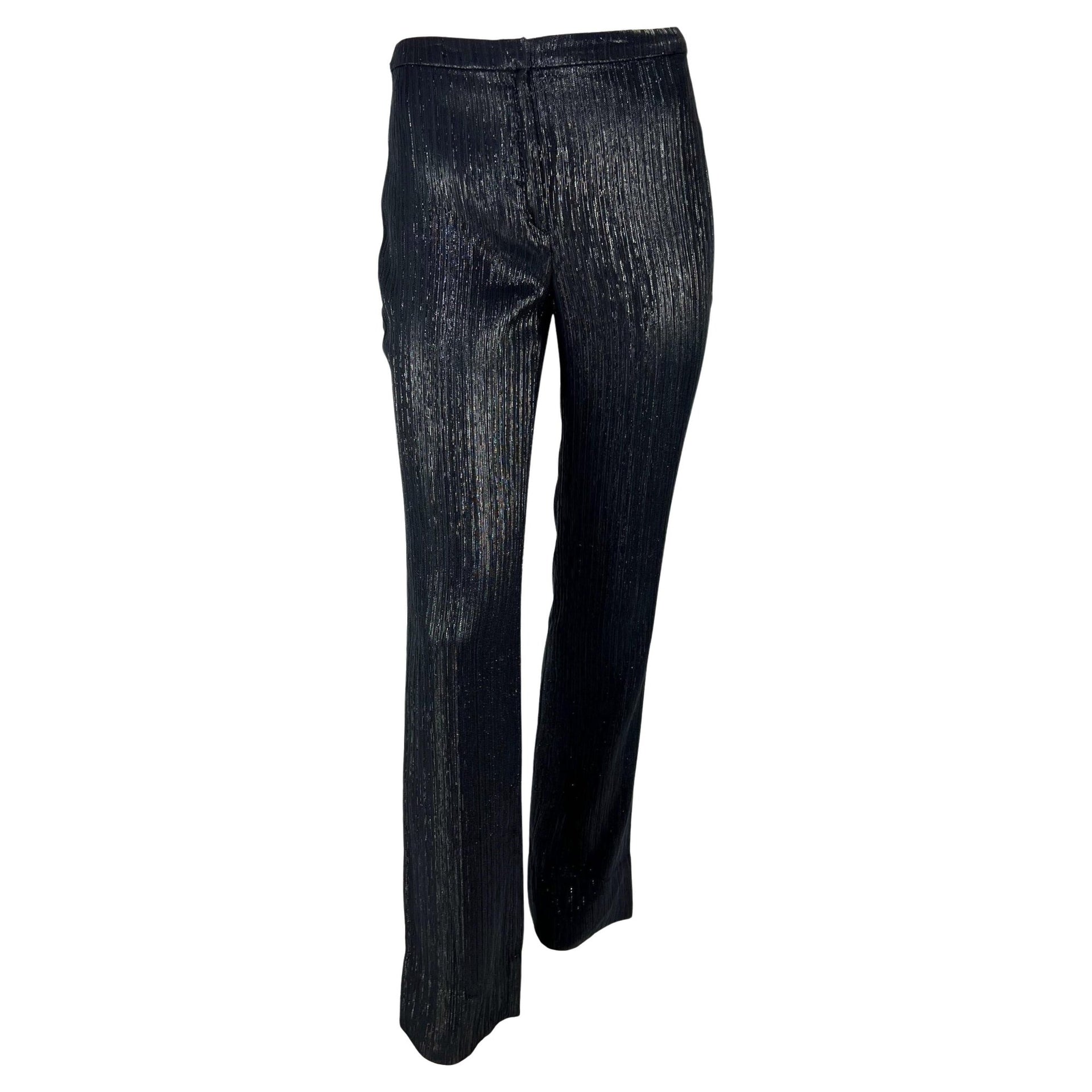 S/S 2001 Gianni Versace by Donatella Grey Silver Metallic Lurex Pants - RealList