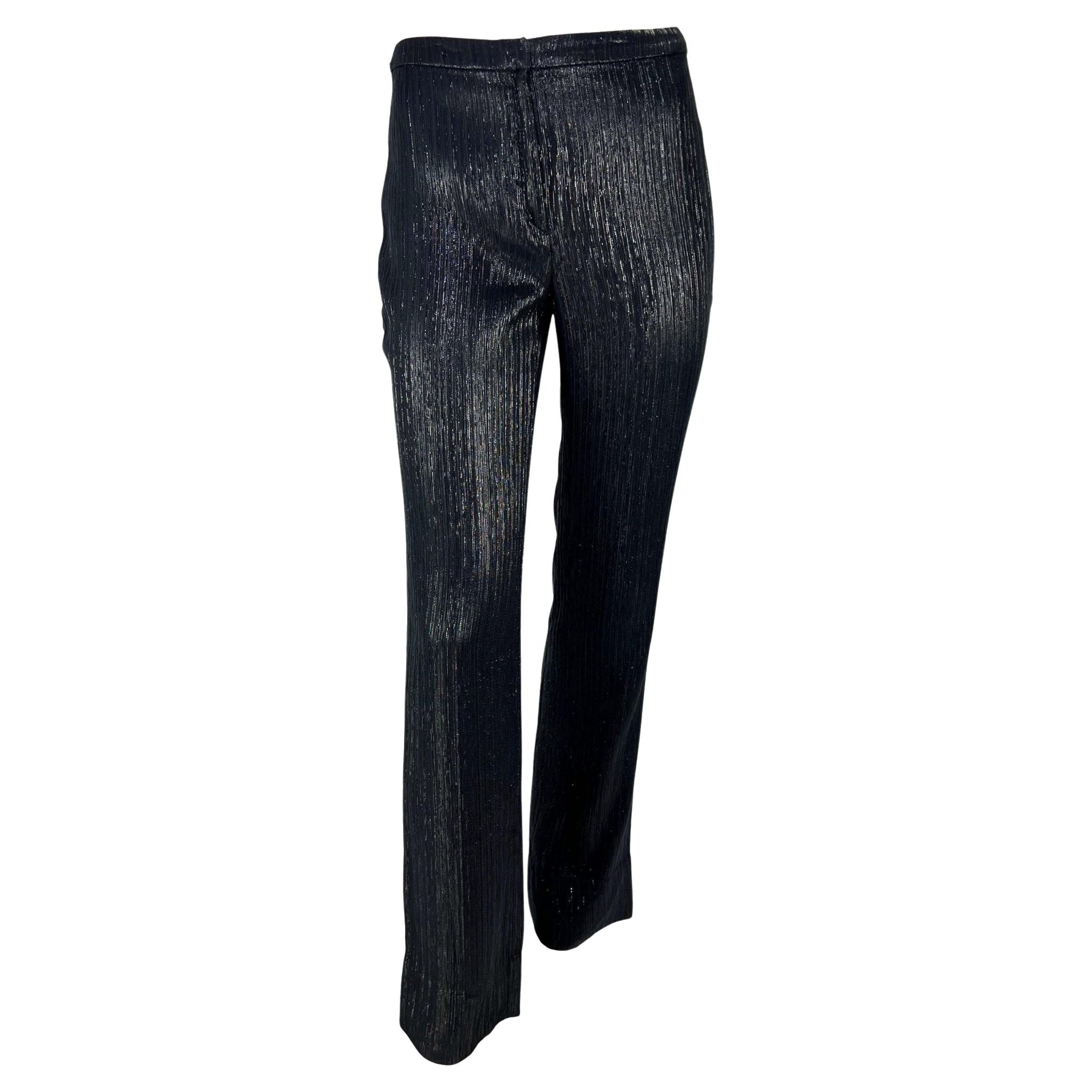 S/S 2001 Gianni Versace by Donatella Grey Silver Metallic Lurex Pants - RealList