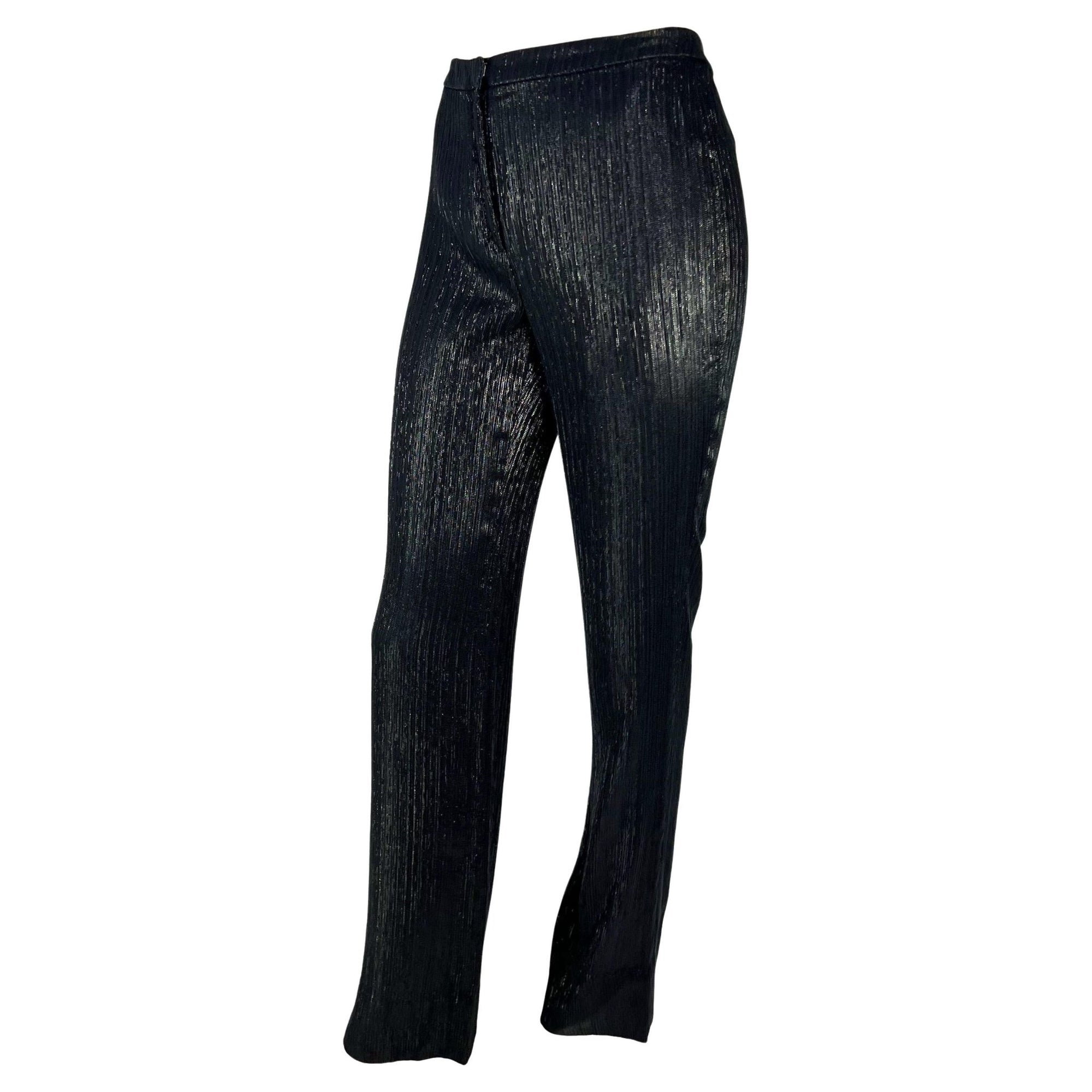 S/S 2001 Gianni Versace by Donatella Grey Silver Metallic Lurex Pants - RealList