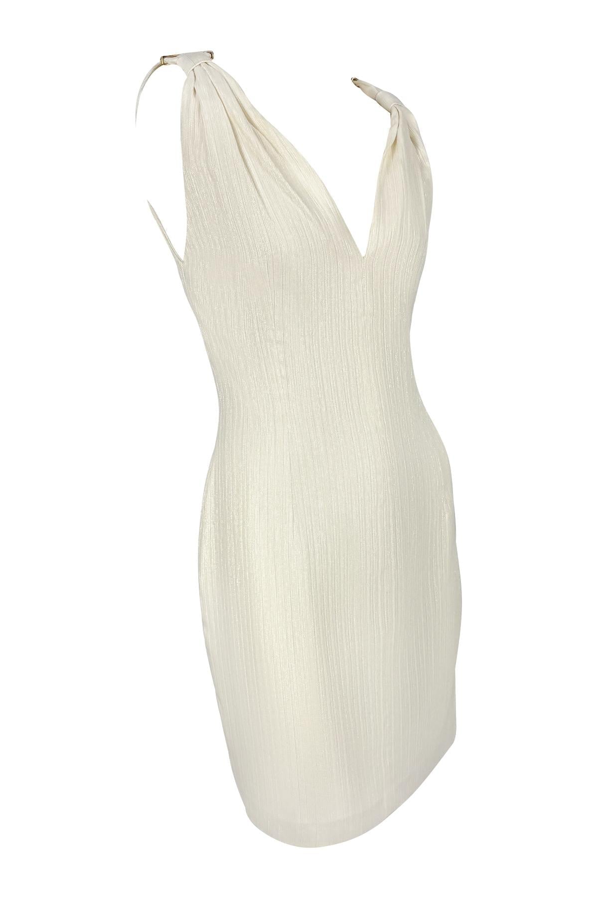 S/S 2001 Gianni Versace by Donatella Off - White Shimmery Mini Dress - RealList