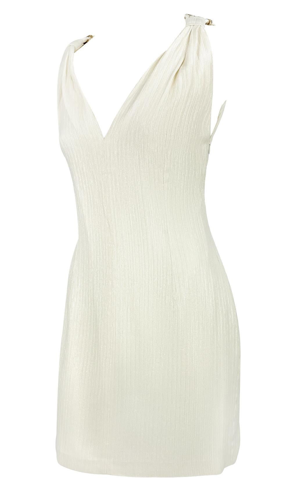 S/S 2001 Gianni Versace by Donatella Off - White Shimmery Mini Dress - RealList