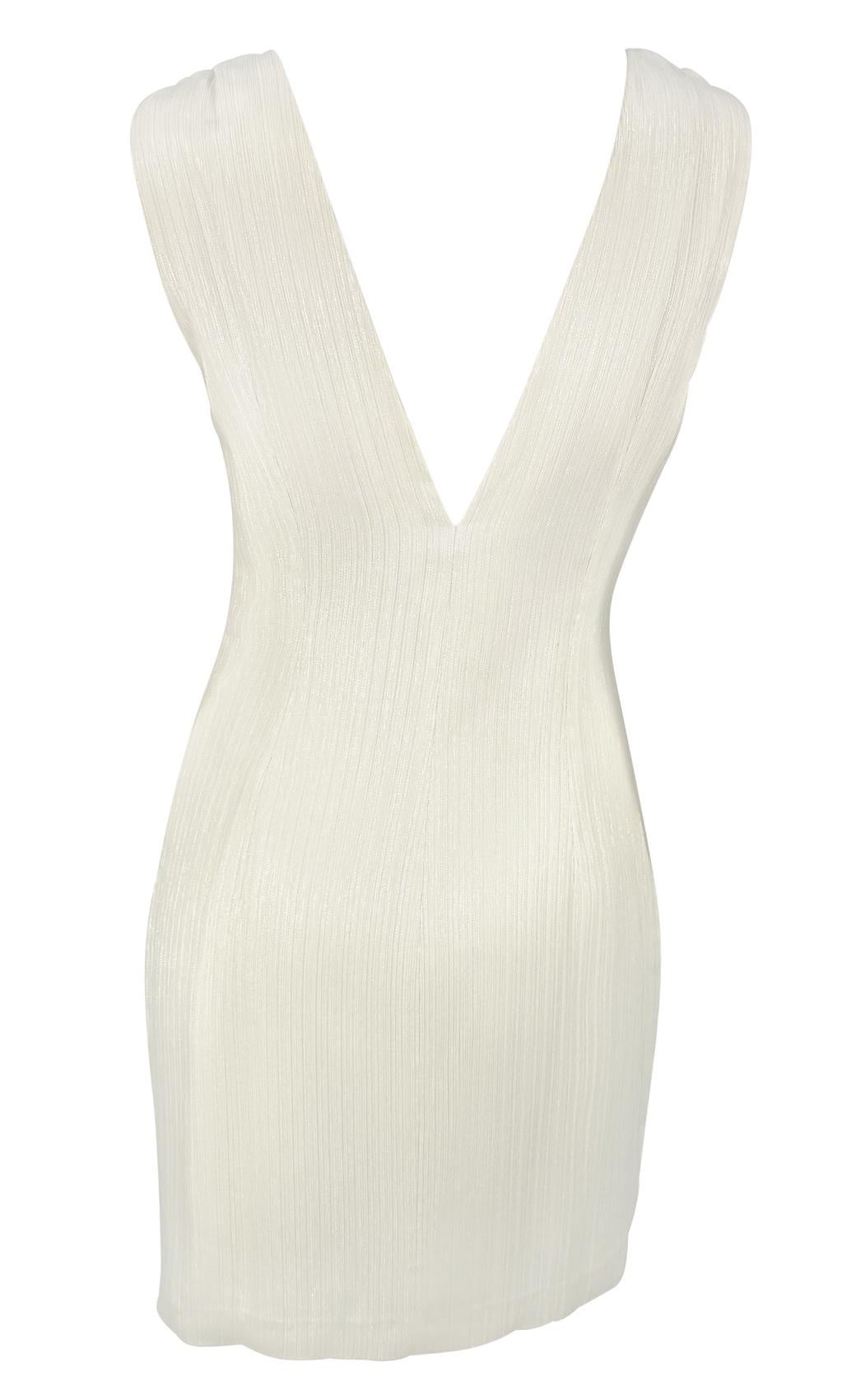 S/S 2001 Gianni Versace by Donatella Off - White Shimmery Mini Dress - RealList