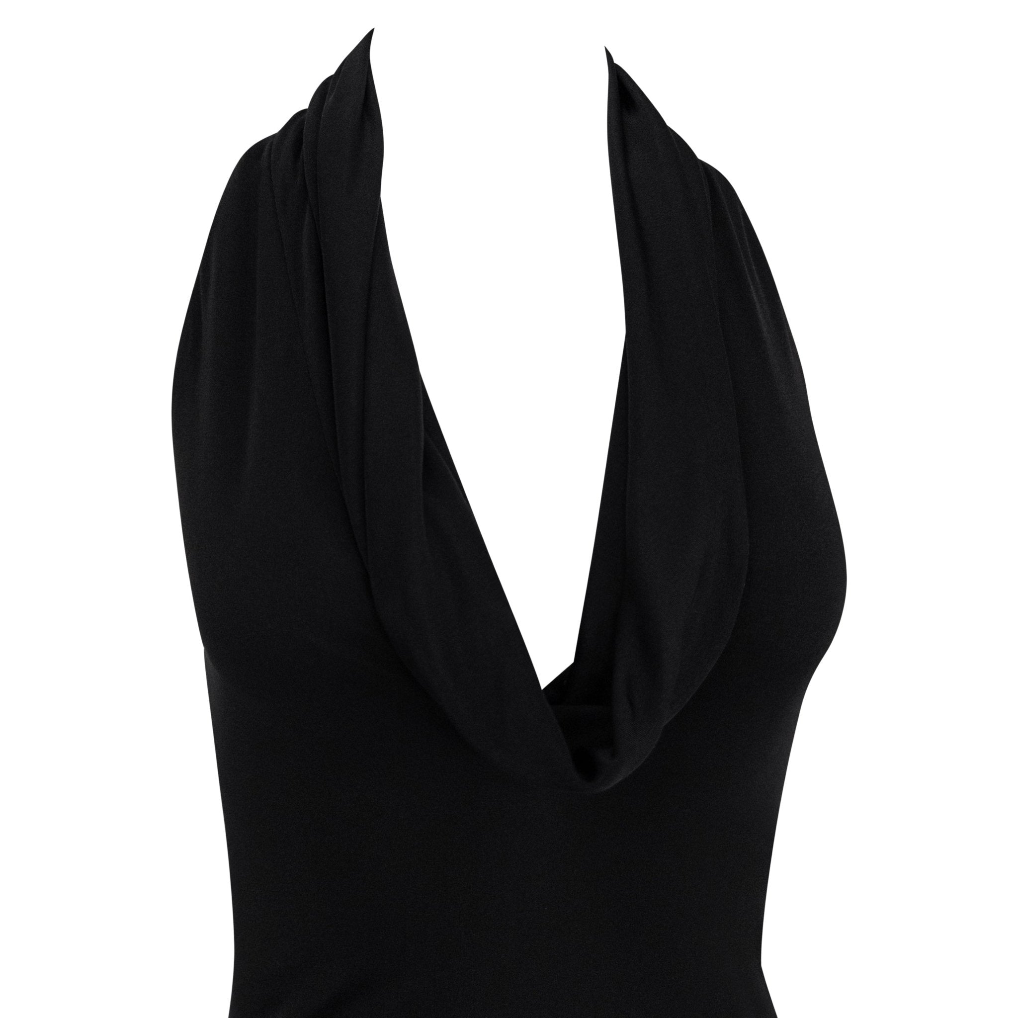 S/S 2001 Gianni Versace by Donatella Runway Black Viscose Backless Leather Strap Dress - RealList
