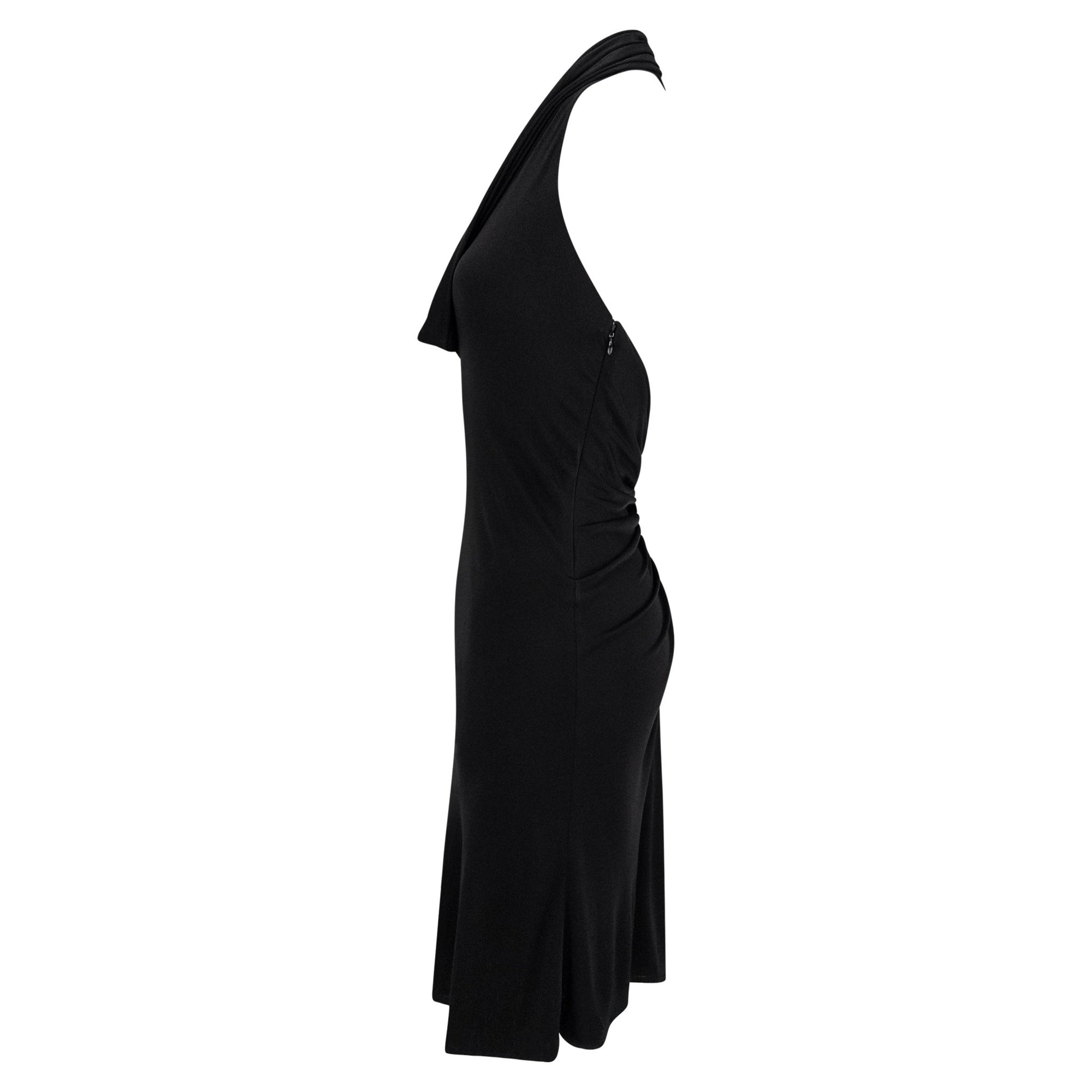 S/S 2001 Gianni Versace by Donatella Runway Black Viscose Backless Leather Strap Dress - RealList