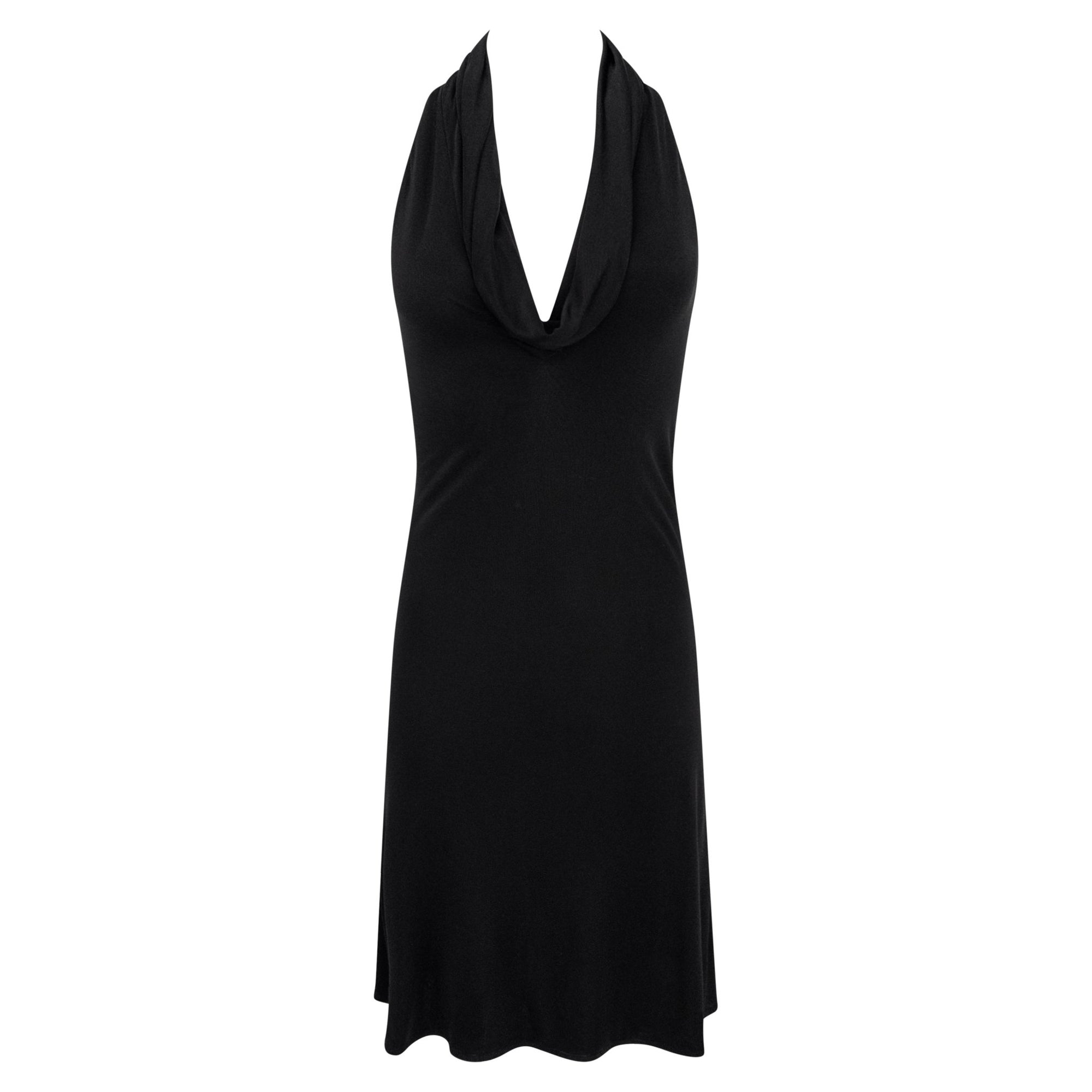 S/S 2001 Gianni Versace by Donatella Runway Black Viscose Backless Leather Strap Dress - RealList