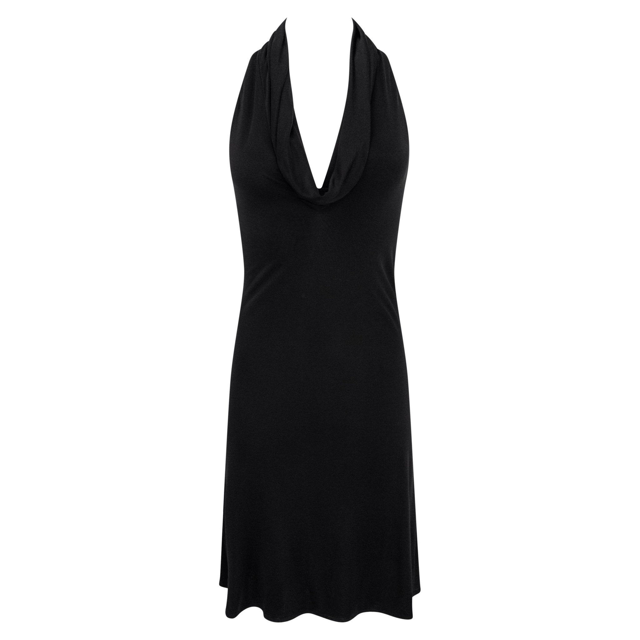 S/S 2001 Gianni Versace by Donatella Runway Black Viscose Backless Leather Strap Dress - RealList