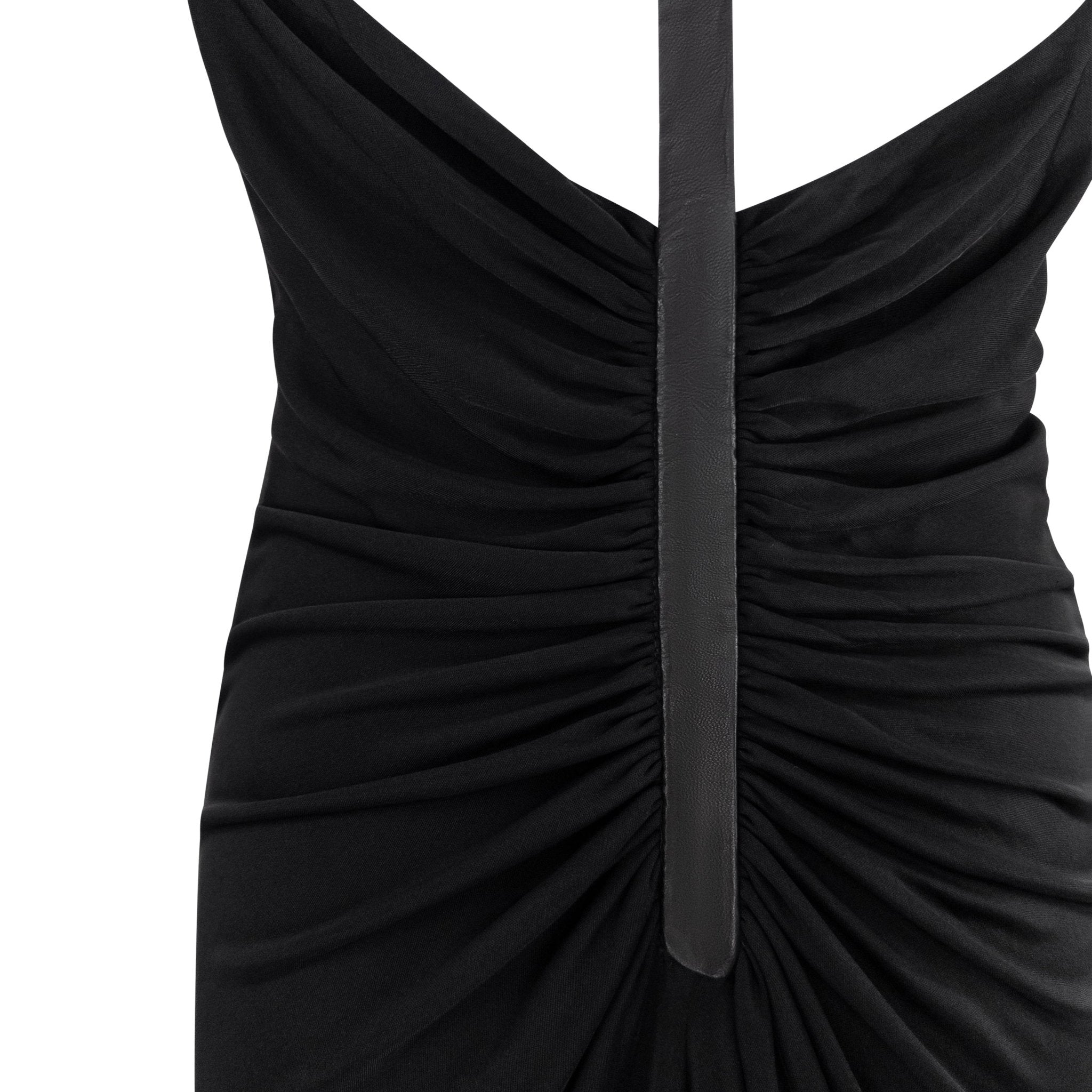S/S 2001 Gianni Versace by Donatella Runway Black Viscose Backless Leather Strap Dress - RealList