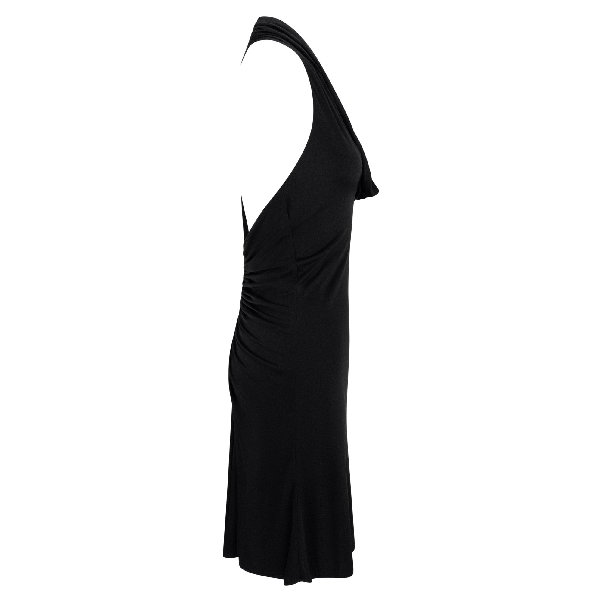 S/S 2001 Gianni Versace by Donatella Runway Black Viscose Backless Leather Strap Dress - RealList
