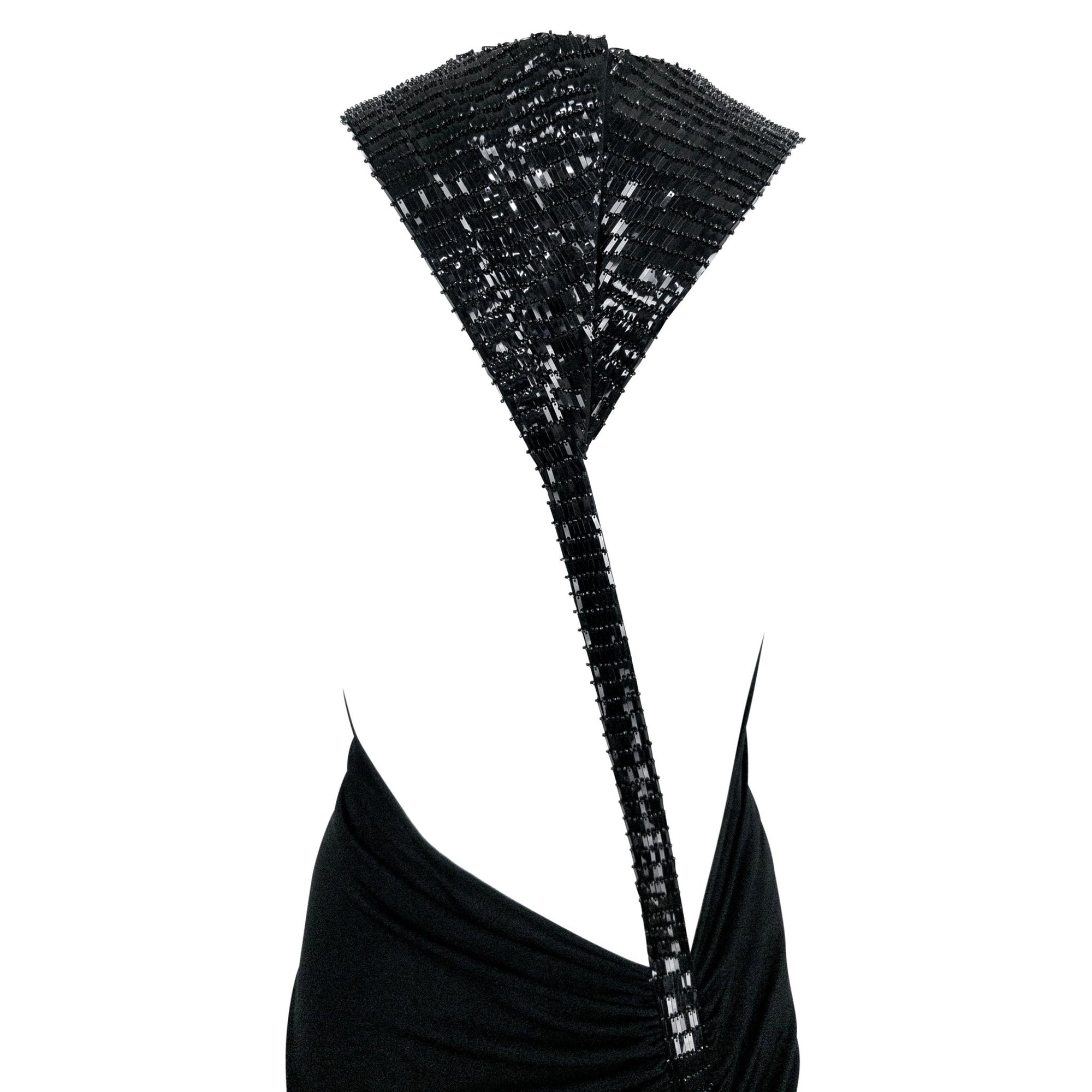 S/S 2001 Gianni Versace by Donatella Runway Sheer Black Backless Sequin Gown - RealList