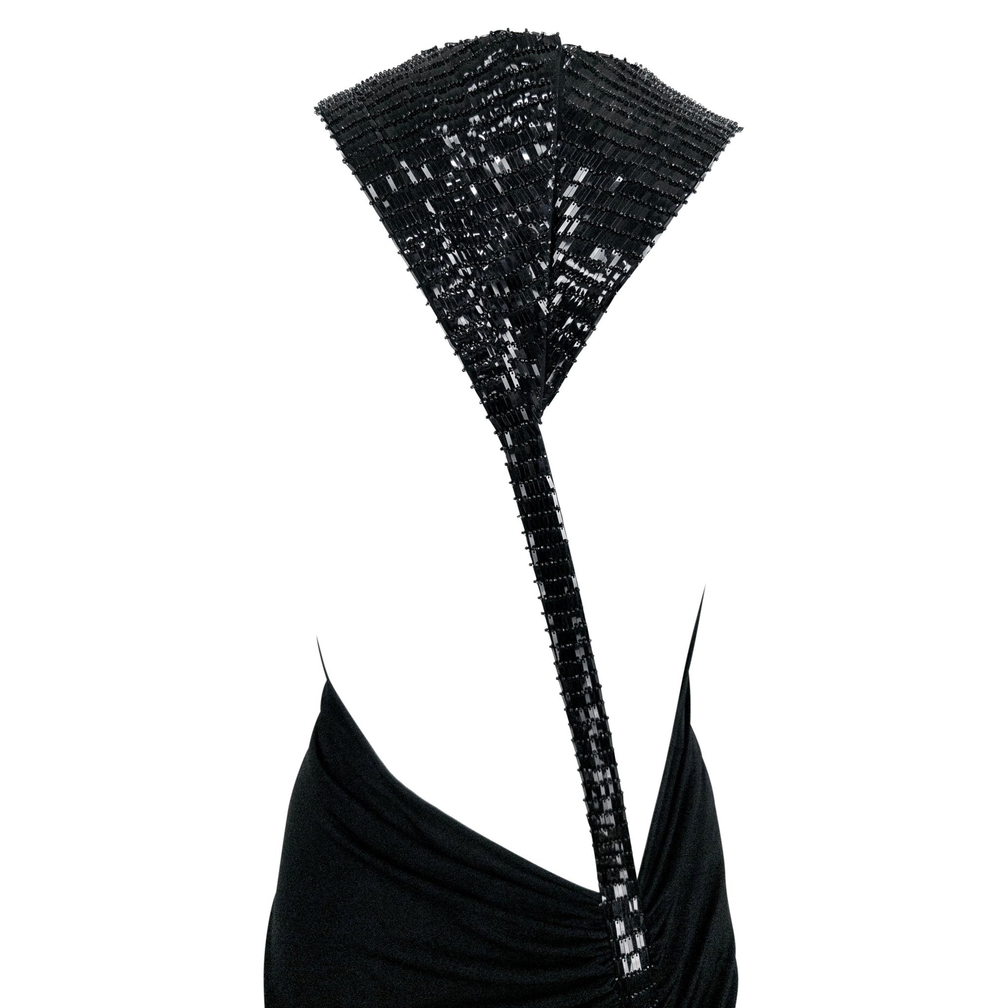 S/S 2001 Gianni Versace by Donatella Runway Sheer Black Backless Sequin Gown - RealList