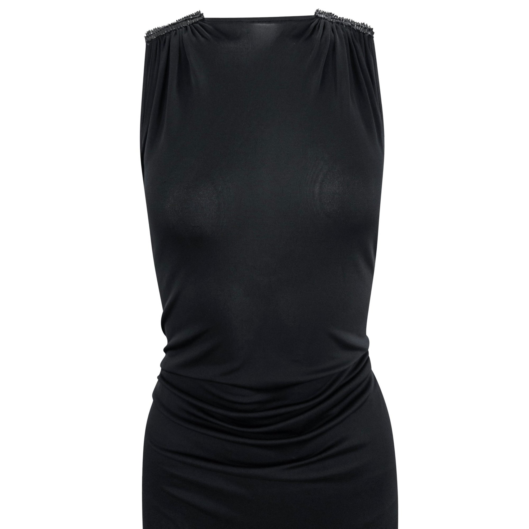 S/S 2001 Gianni Versace by Donatella Runway Sheer Black Backless Sequin Gown - RealList