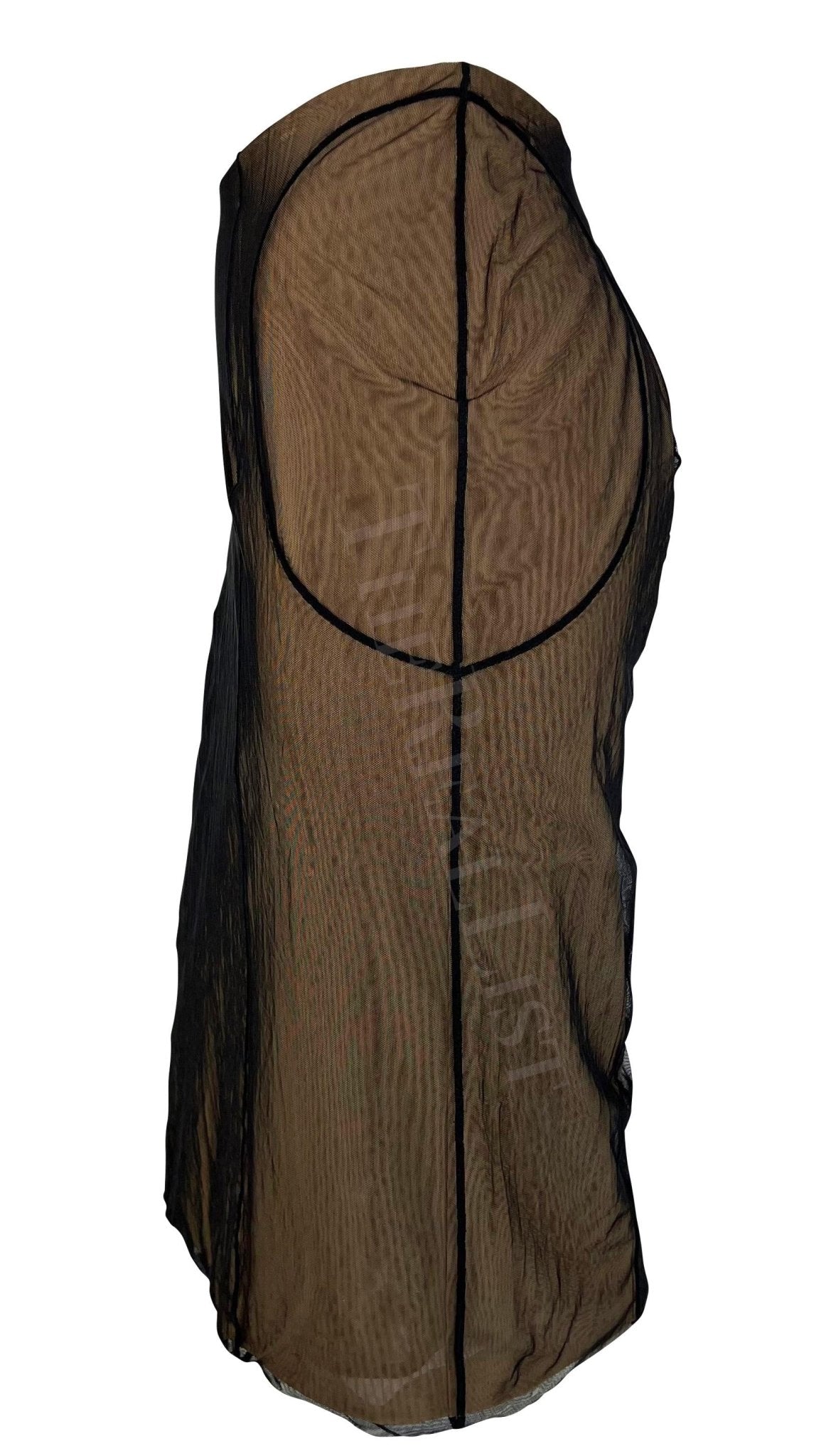 S/S 2001 Gucci by Tom Ford Beige Mesh Tulle Overlay Bodycon Skirt - RealList