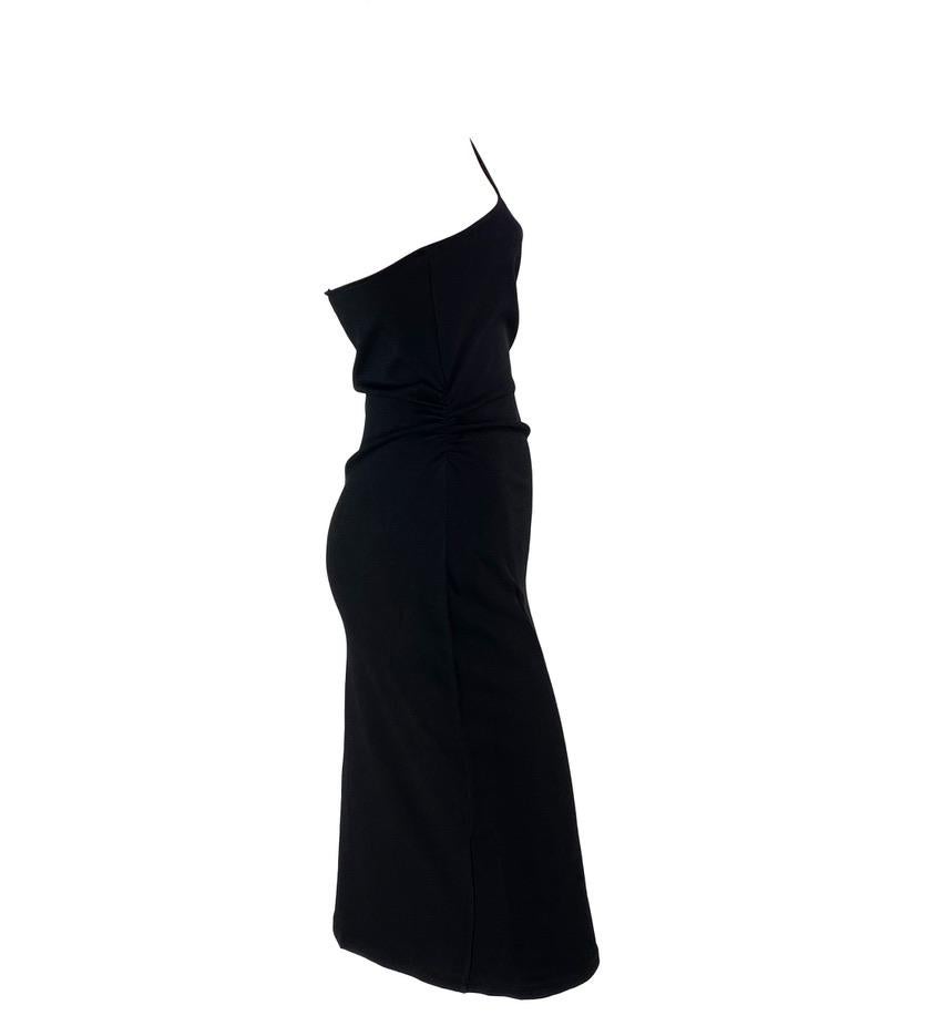 S/S 2001 Gucci by Tom Ford Black Knit Asymmetric Leather Strap Dress - RealList