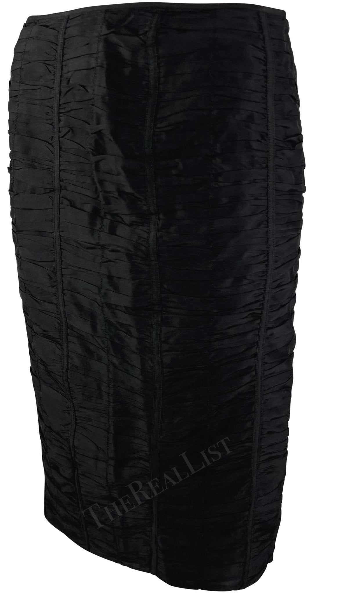 S/S 2001 Gucci by Tom Ford Black Ruched Silk Skirt - RealList