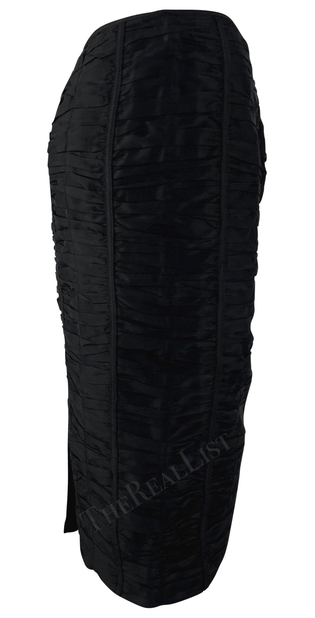 S/S 2001 Gucci by Tom Ford Black Ruched Silk Skirt - RealList