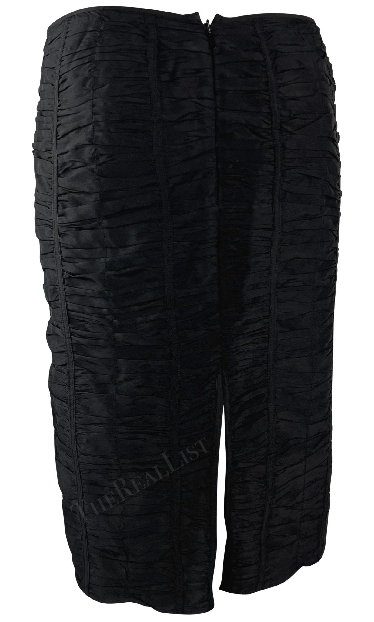S/S 2001 Gucci by Tom Ford Black Ruched Silk Skirt - RealList