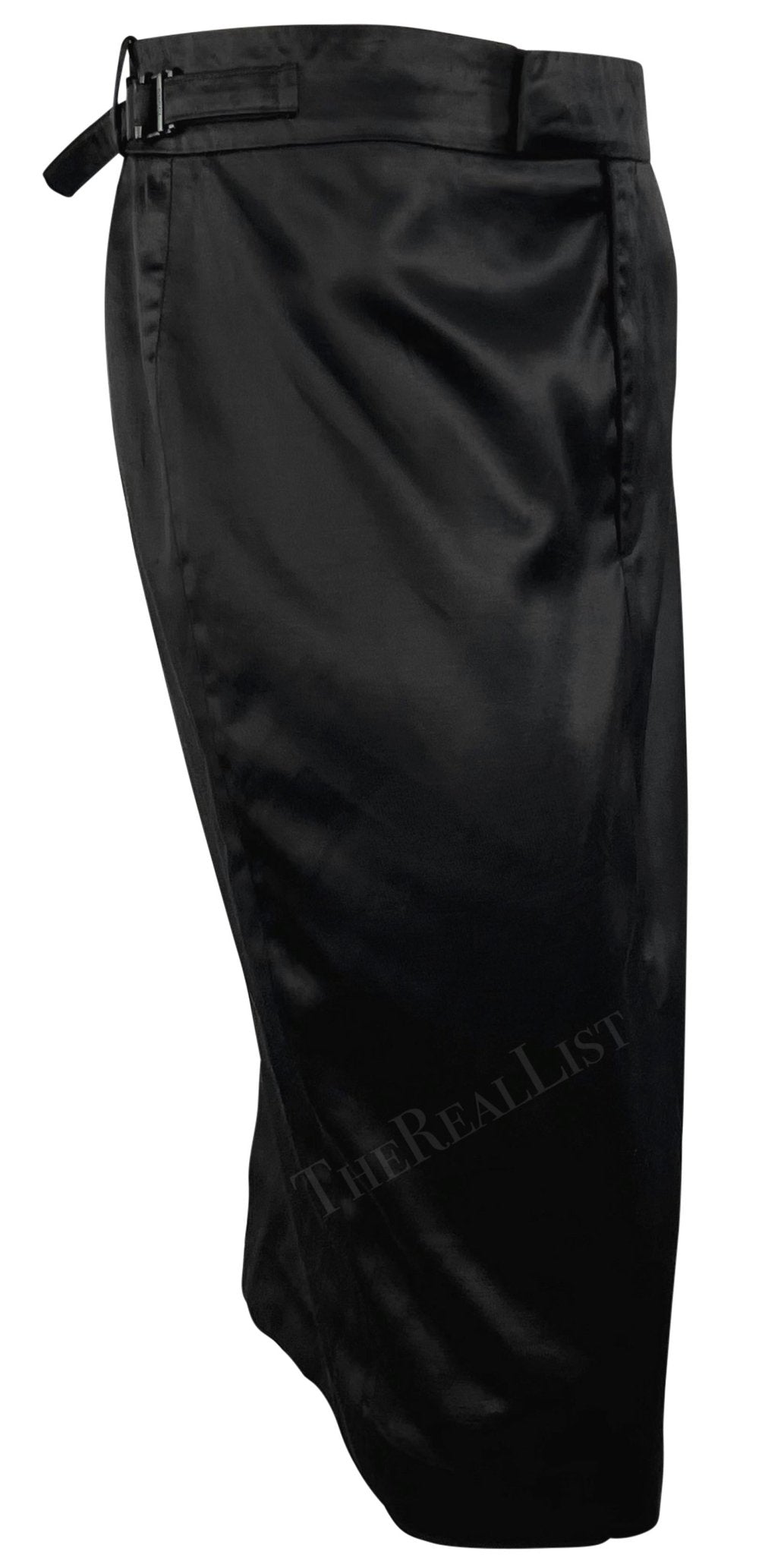 S/S 2001 Gucci by Tom Ford Black Satin Belted Runway Pencil Skirt - RealList