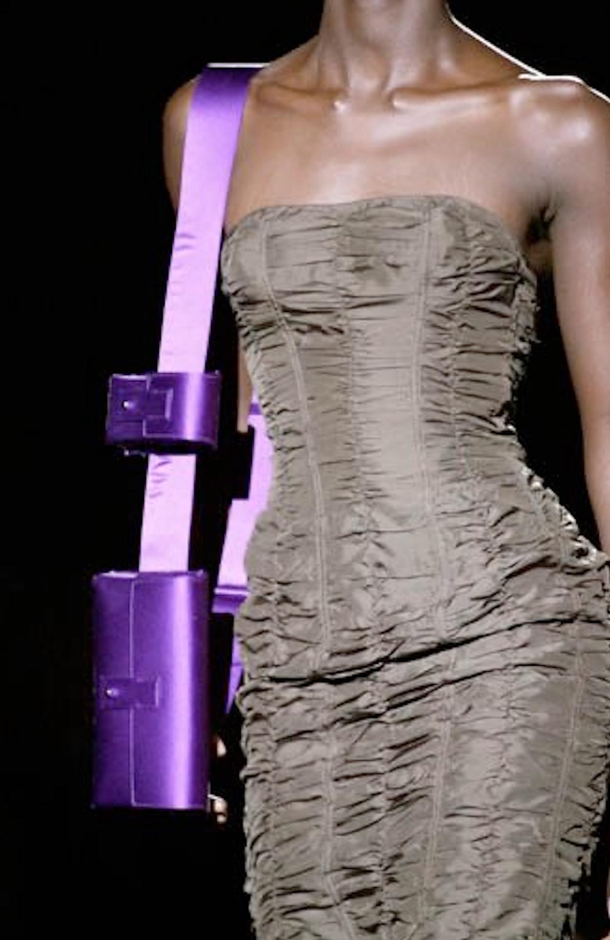 S/S 2001 Gucci by Tom Ford Black Silk Ruched Strapless Runway Dress - RealList