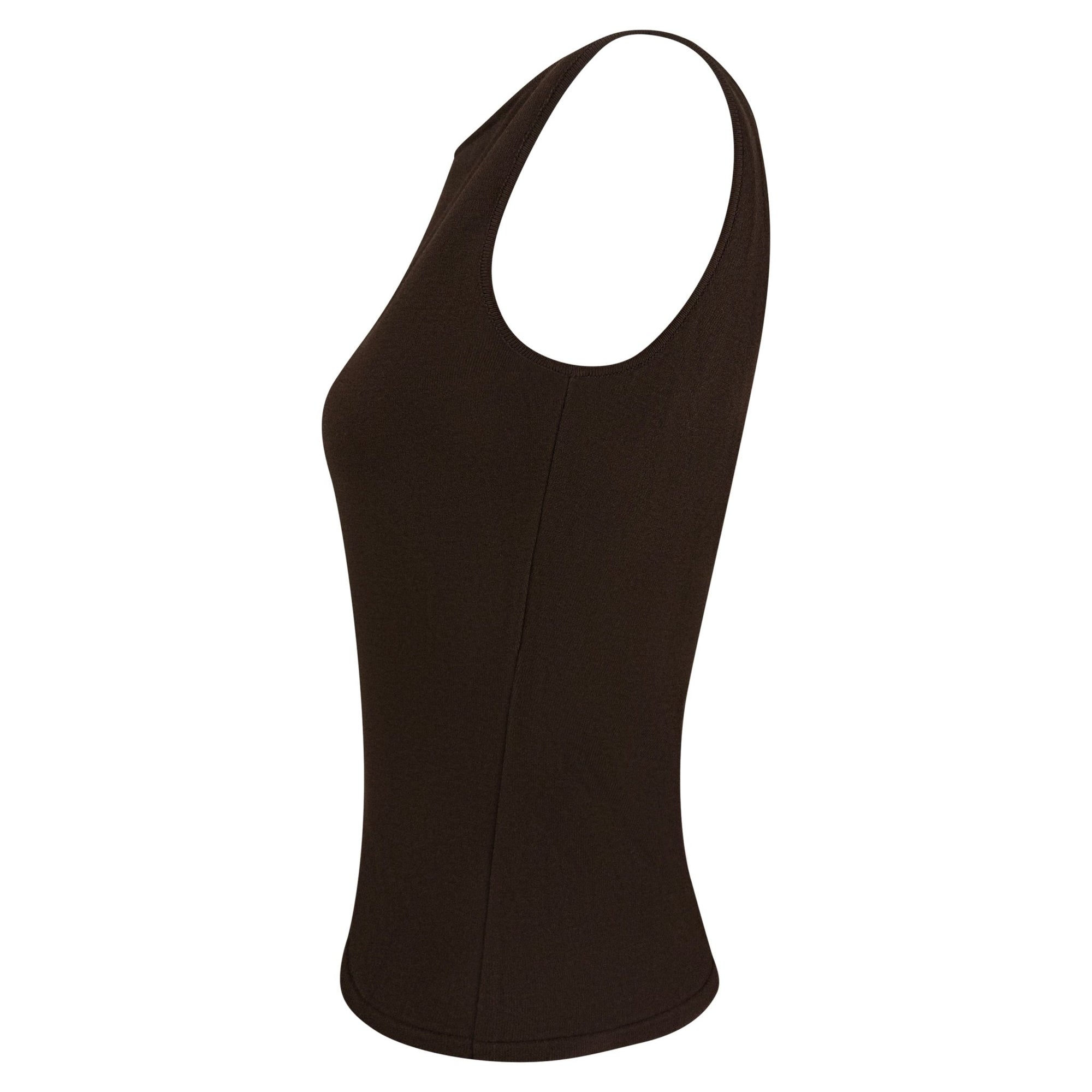 S/S 2001 Gucci by Tom Ford Brown Knit Logo Plaque Sleeveless Top - RealList