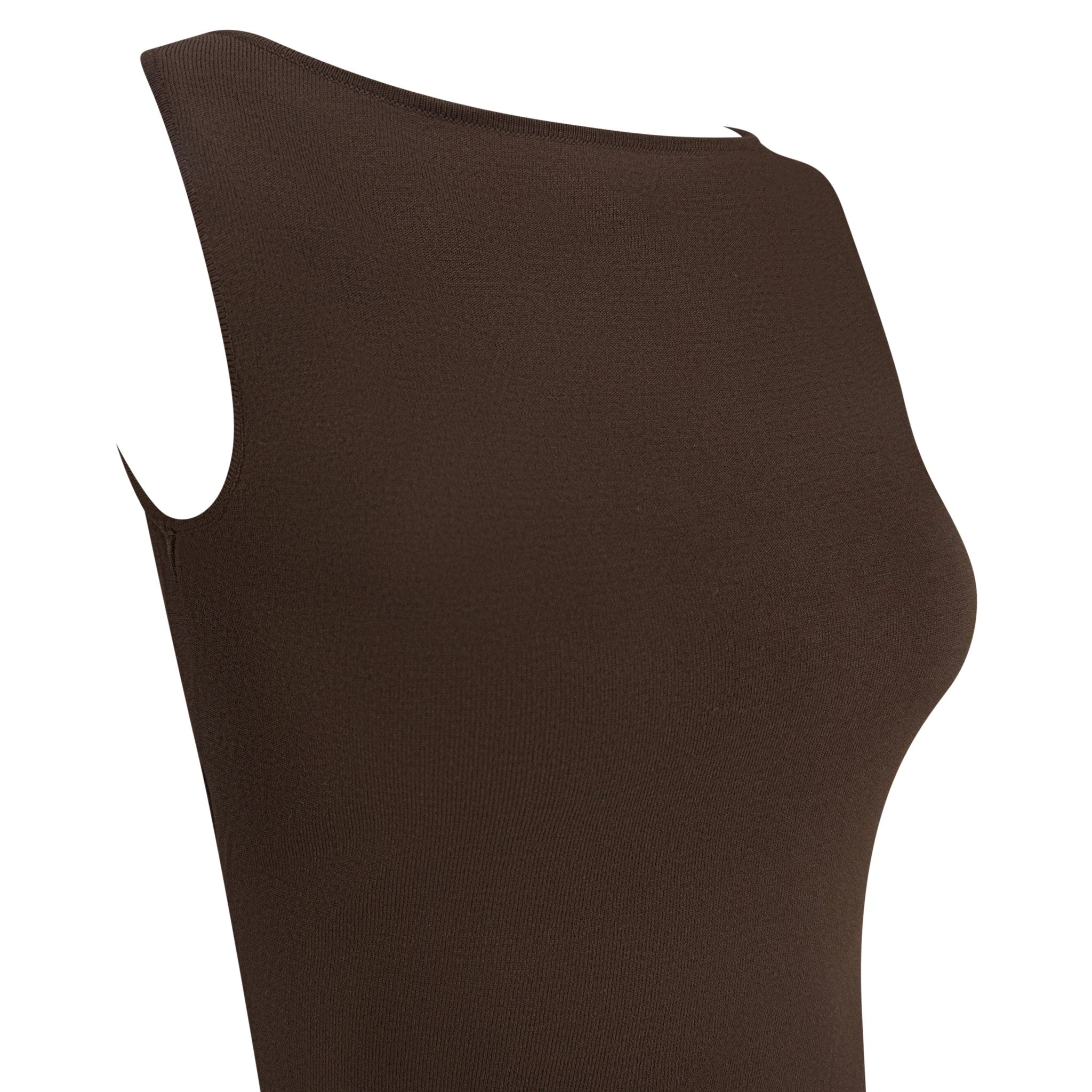 S/S 2001 Gucci by Tom Ford Brown Knit Logo Plaque Sleeveless Top - RealList