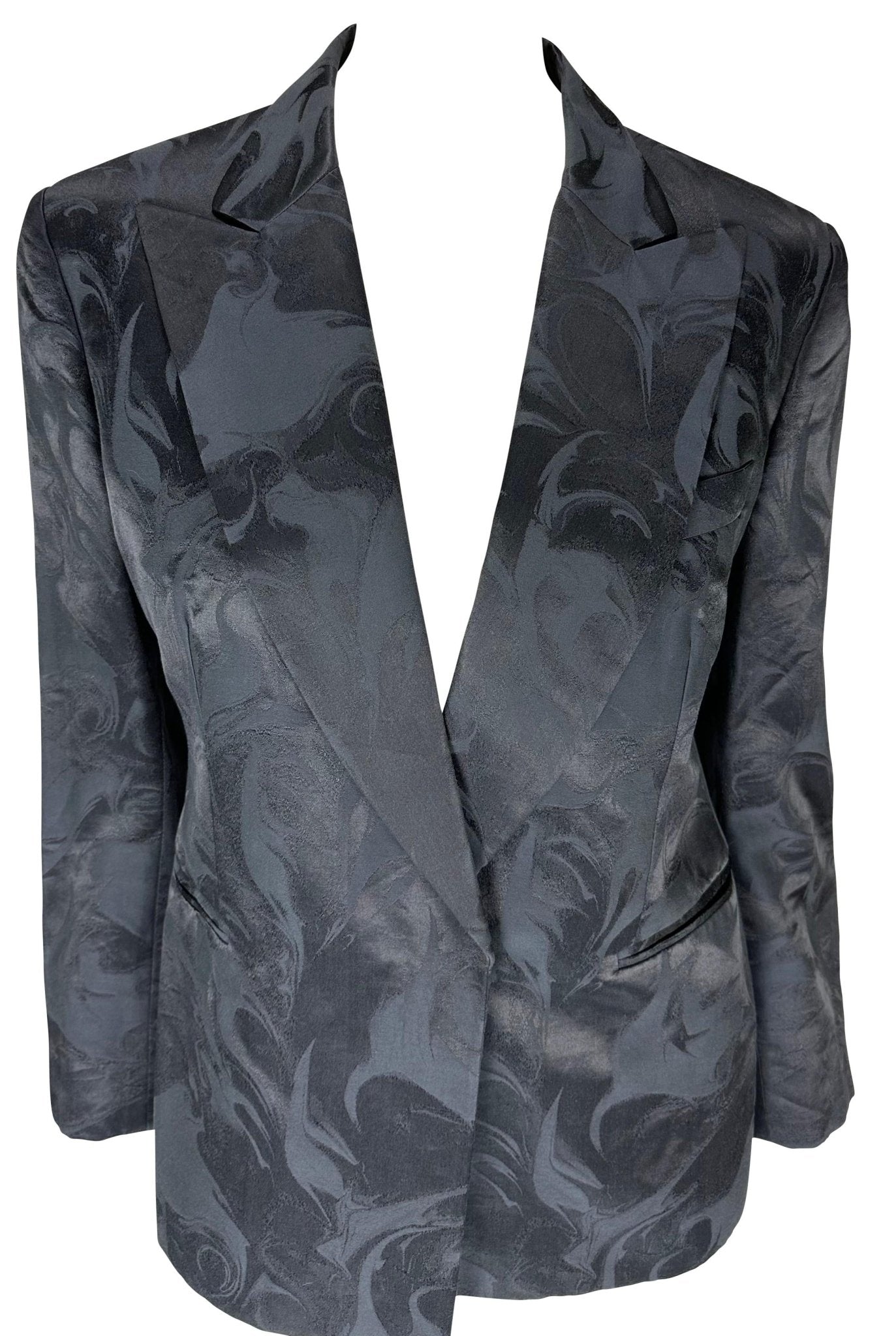 S/S 2001 Gucci by Tom Ford Liquid Pattern Jacquard Navy Blazer Jacket - RealList