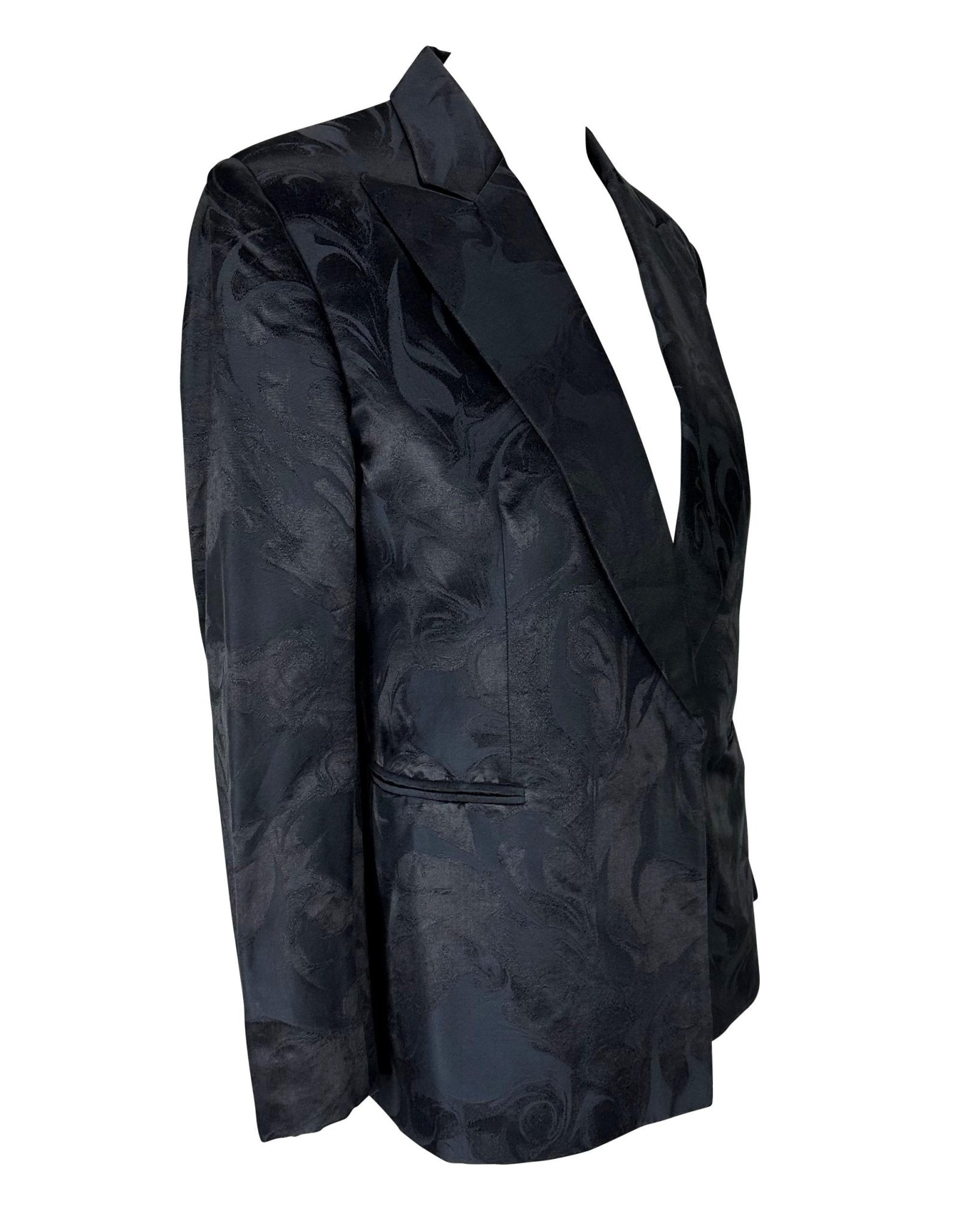 S/S 2001 Gucci by Tom Ford Liquid Pattern Jacquard Navy Blazer Jacket - RealList