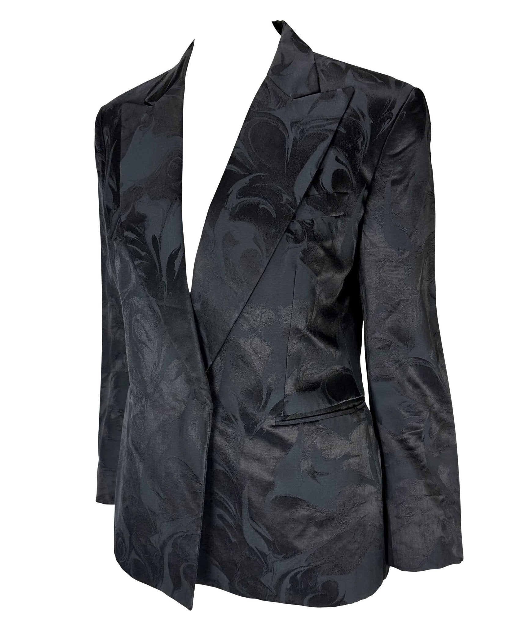 S/S 2001 Gucci by Tom Ford Liquid Pattern Jacquard Navy Blazer Jacket - RealList