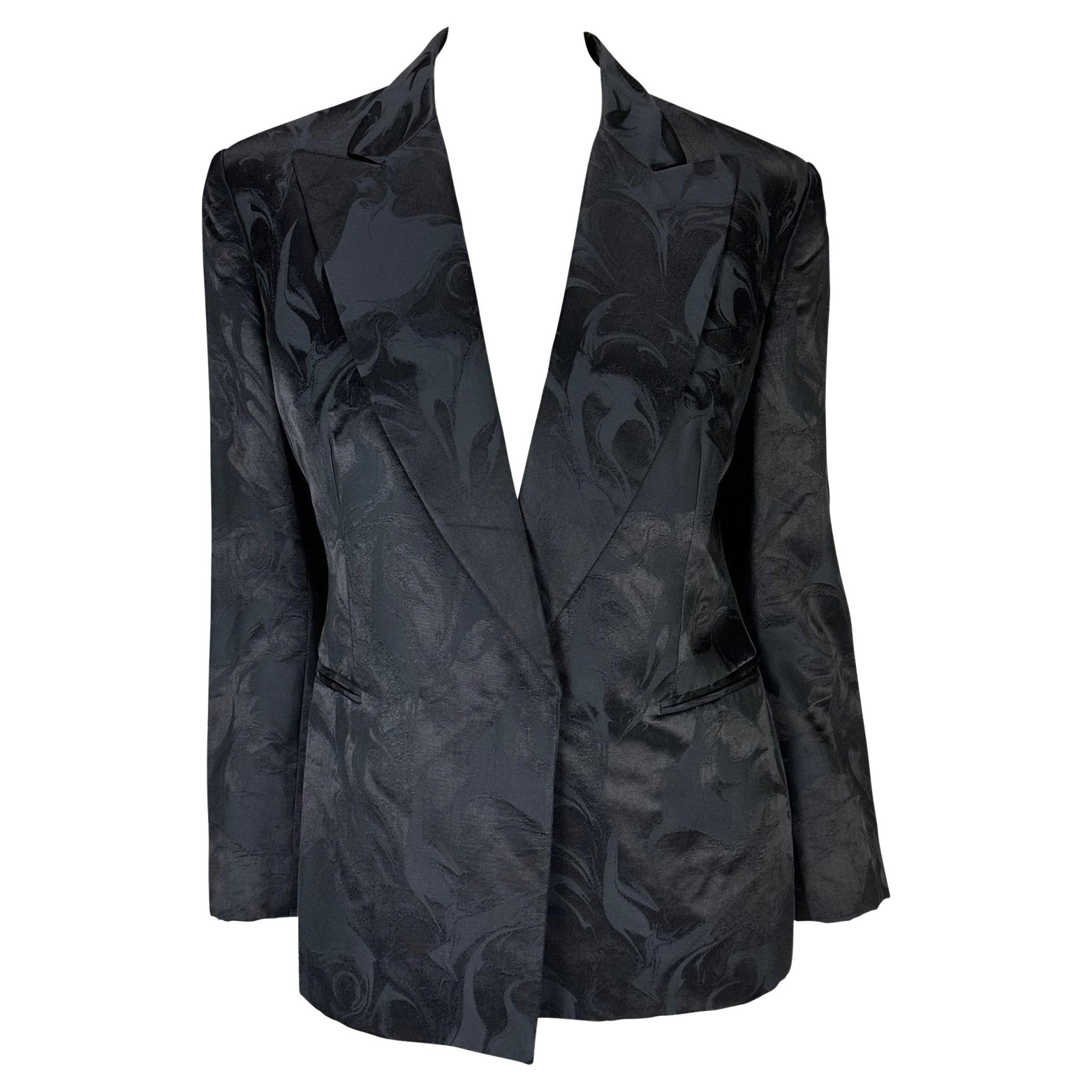 S/S 2001 Gucci by Tom Ford Liquid Pattern Jacquard Navy Blazer Jacket - RealList