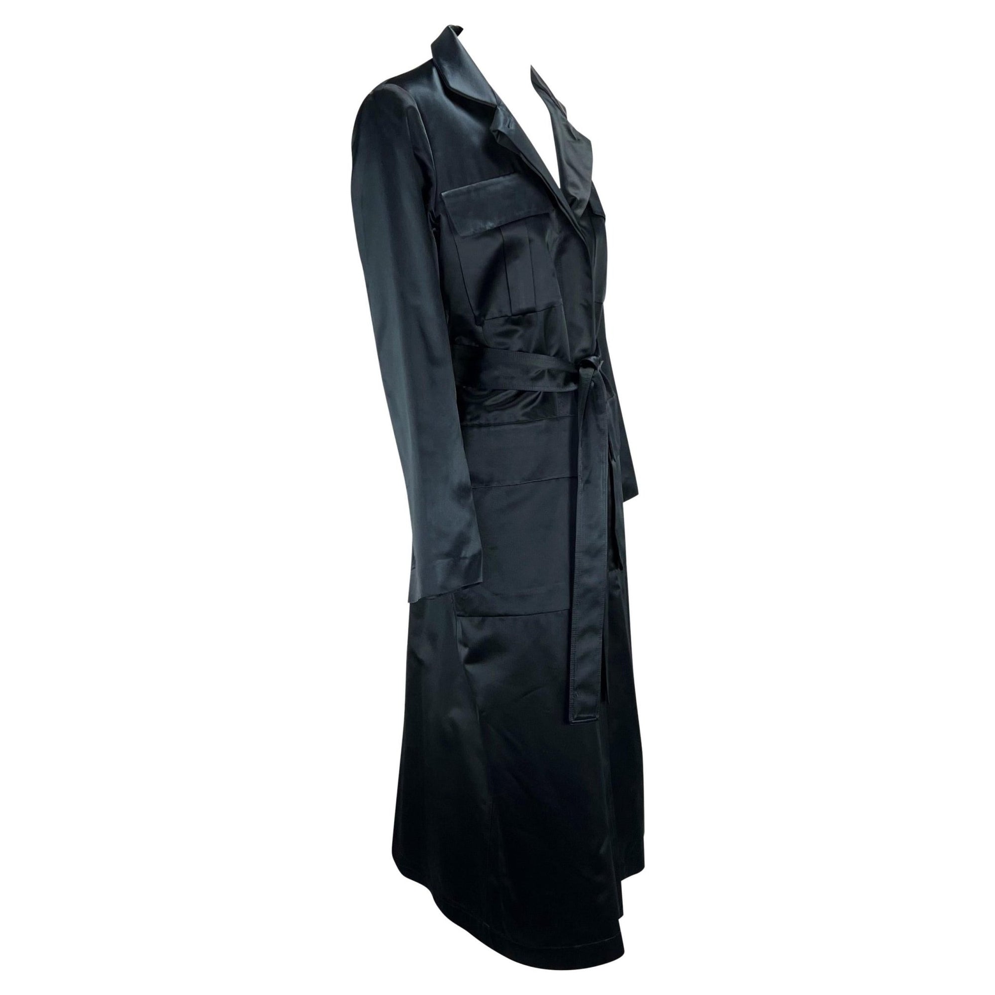 S/S 2001 Gucci by Tom Ford Navy Satin Trench Coat - RealList