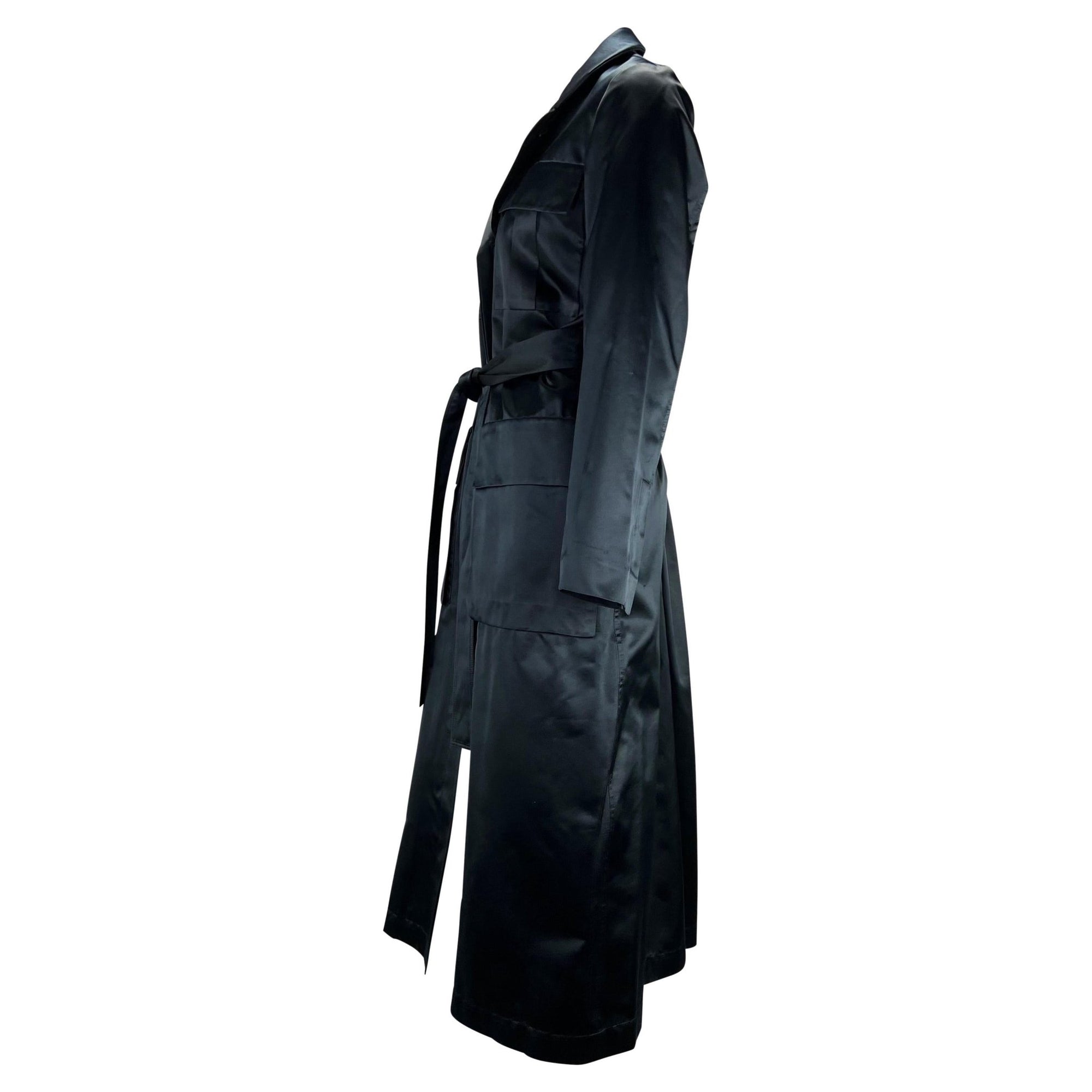S/S 2001 Gucci by Tom Ford Navy Satin Trench Coat - RealList