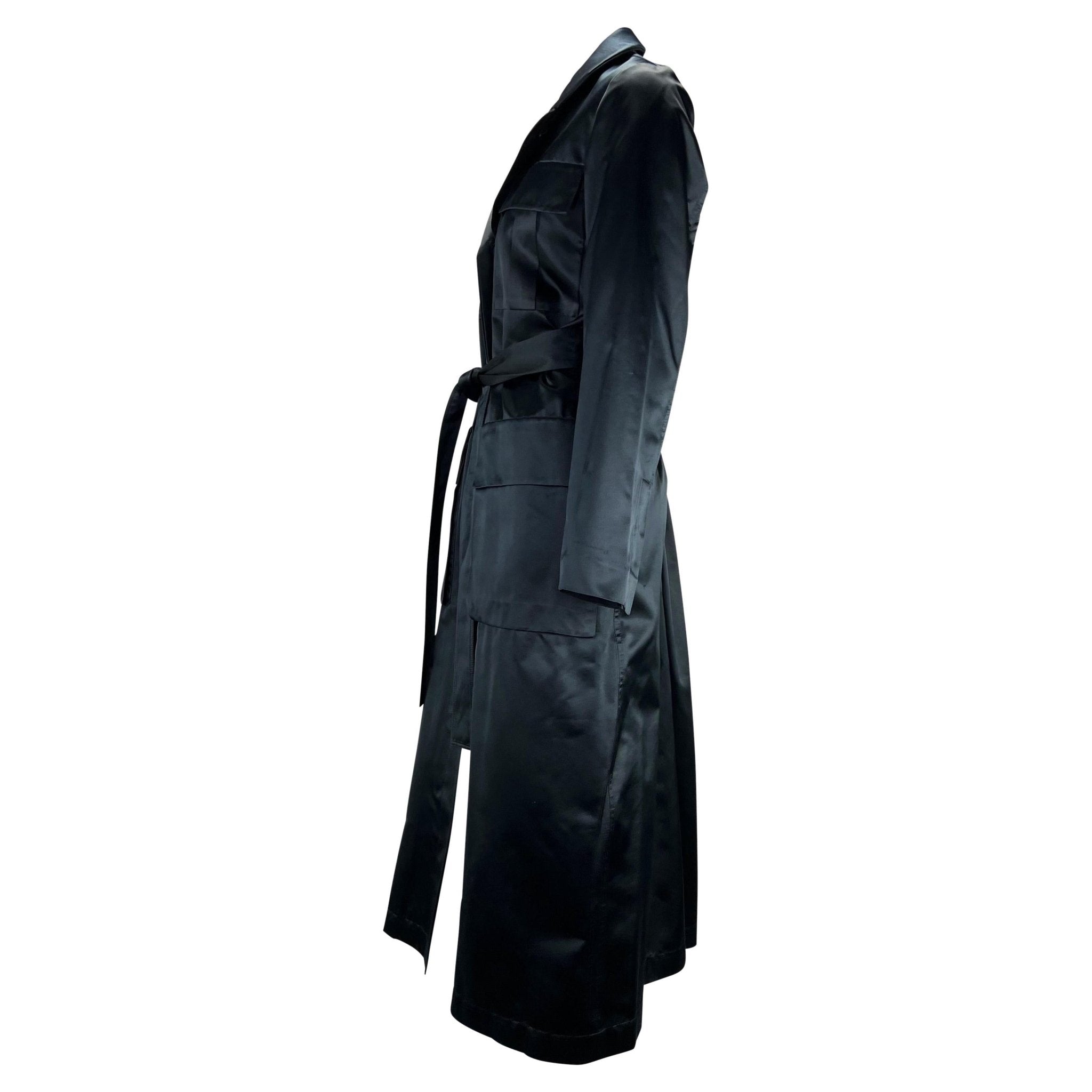 S/S 2001 Gucci by Tom Ford Navy Satin Trench Coat - RealList