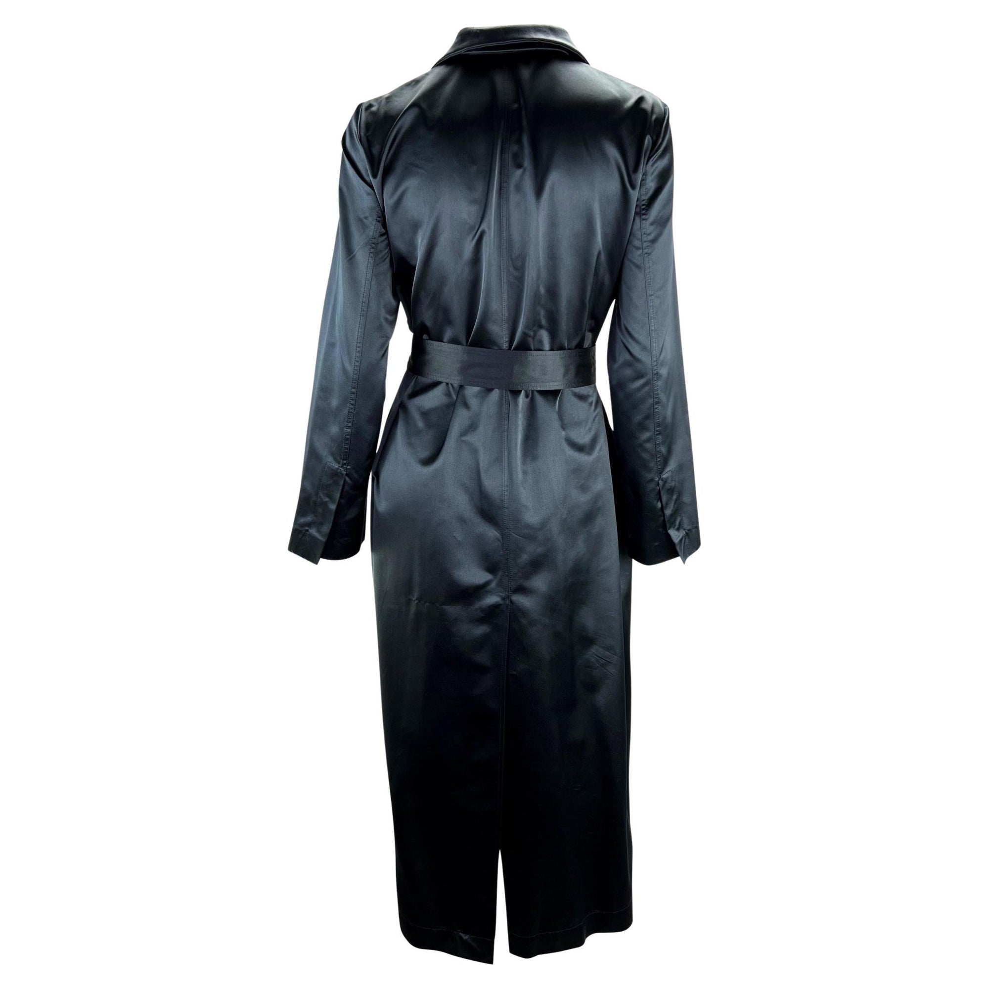 S/S 2001 Gucci by Tom Ford Navy Satin Trench Coat - RealList